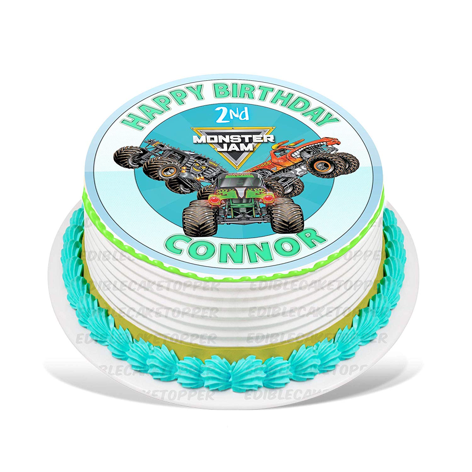 Monster Truck Grave Digger MaxD El Toro Loco Round – Icing Sheet - Personalized Edible Cake Topper | Custom Icing Sheet | Birthday Cake Decoration