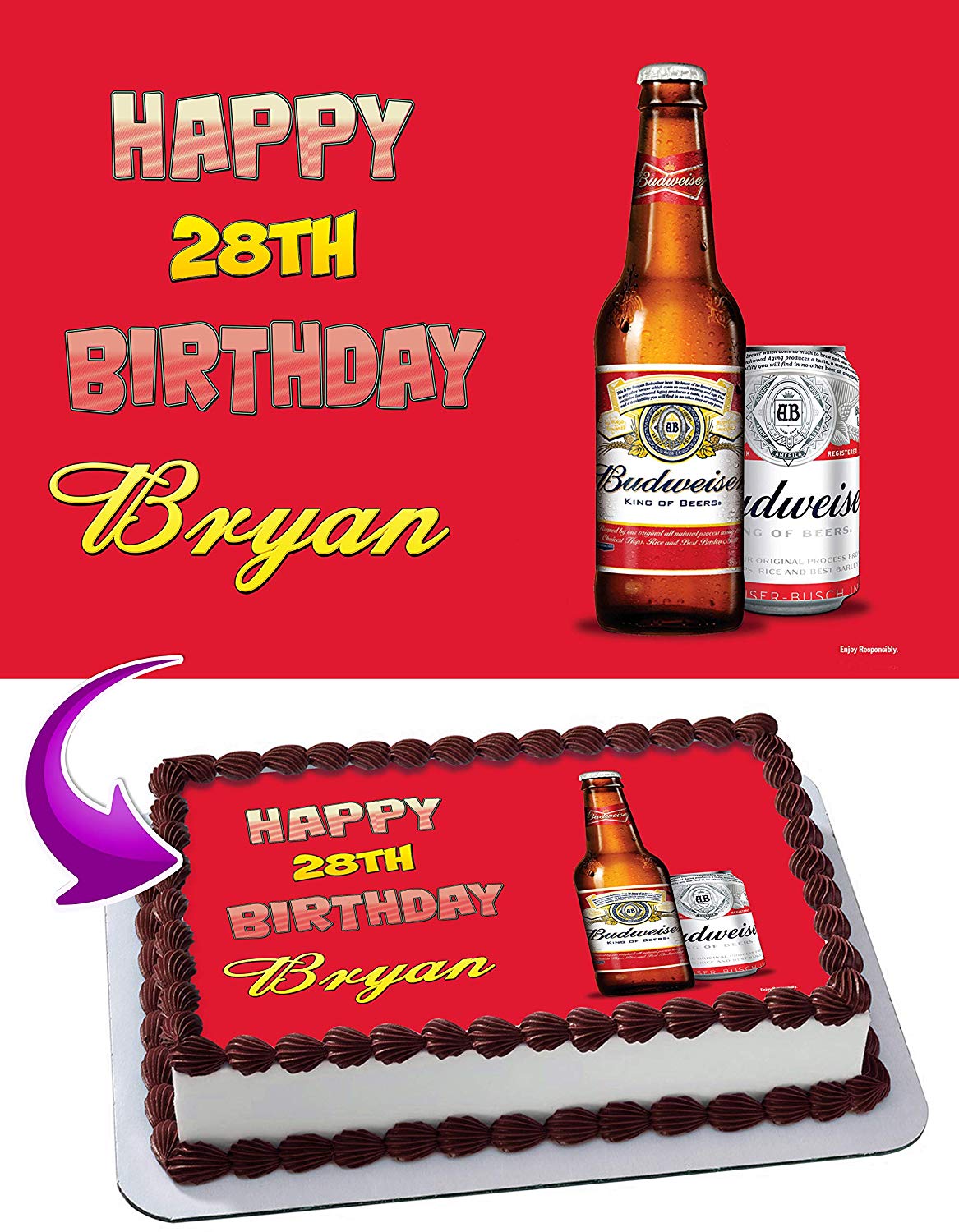 Budweiser Beer Edible Cake Topper