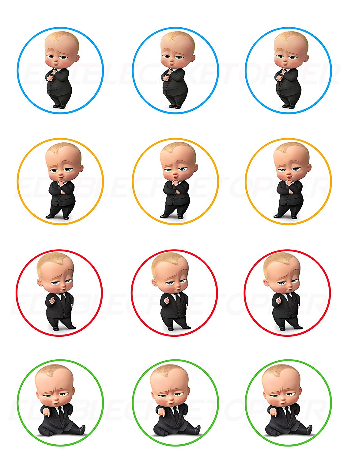 Boss Baby Edible Cupcake Toppers – Round Icing Sheet Birthday Par - Edible Cake Topper | Icing Sheet | Birthday Cake Decoration