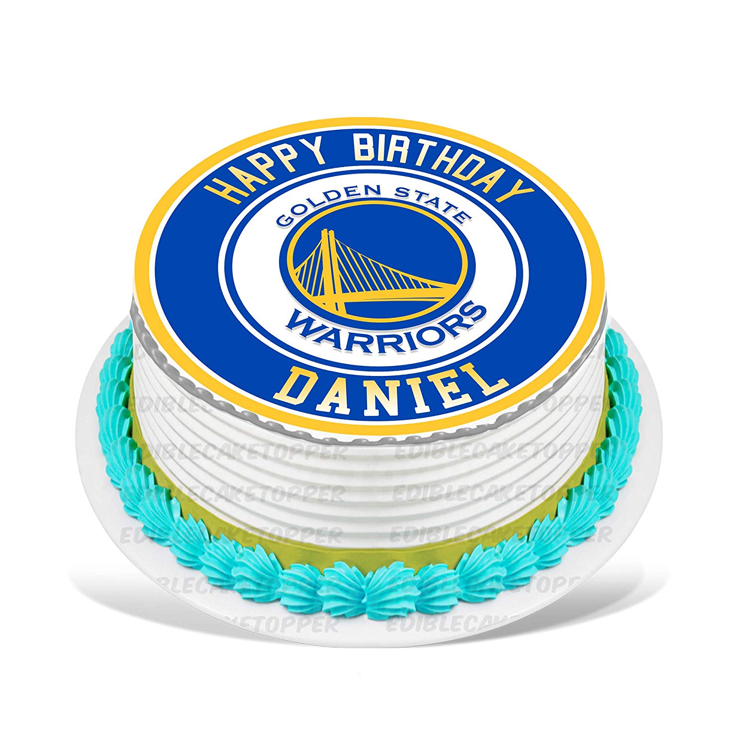 Golden State Warriors Round – Icing Sheet Birthday - Personalized Edible Cake Topper | Custom Icing Sheet | Birthday Cake Decoration