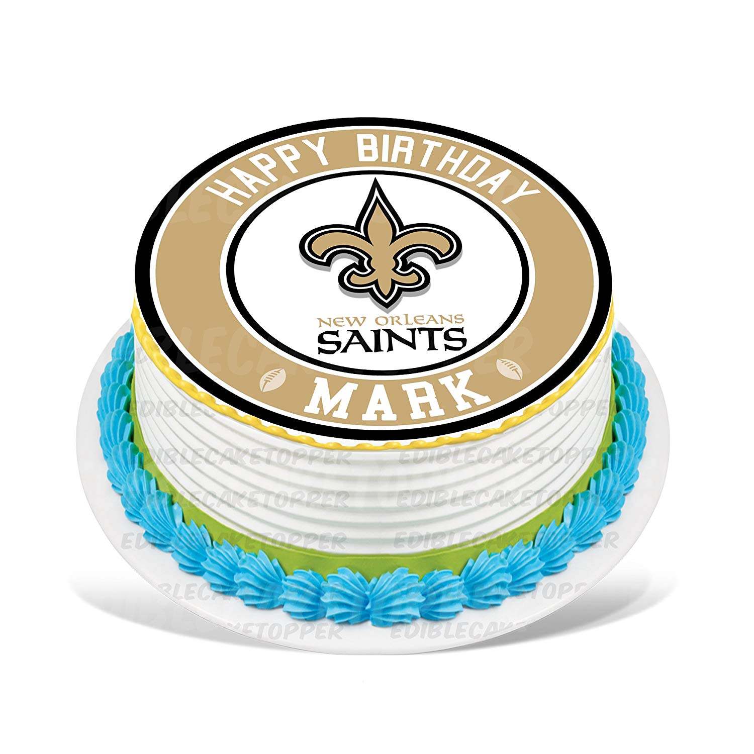 New Orleans Saints Round – Icing Sheet Birthday - Personalized Edible Cake Topper | Custom Icing Sheet | Birthday Cake Decoration