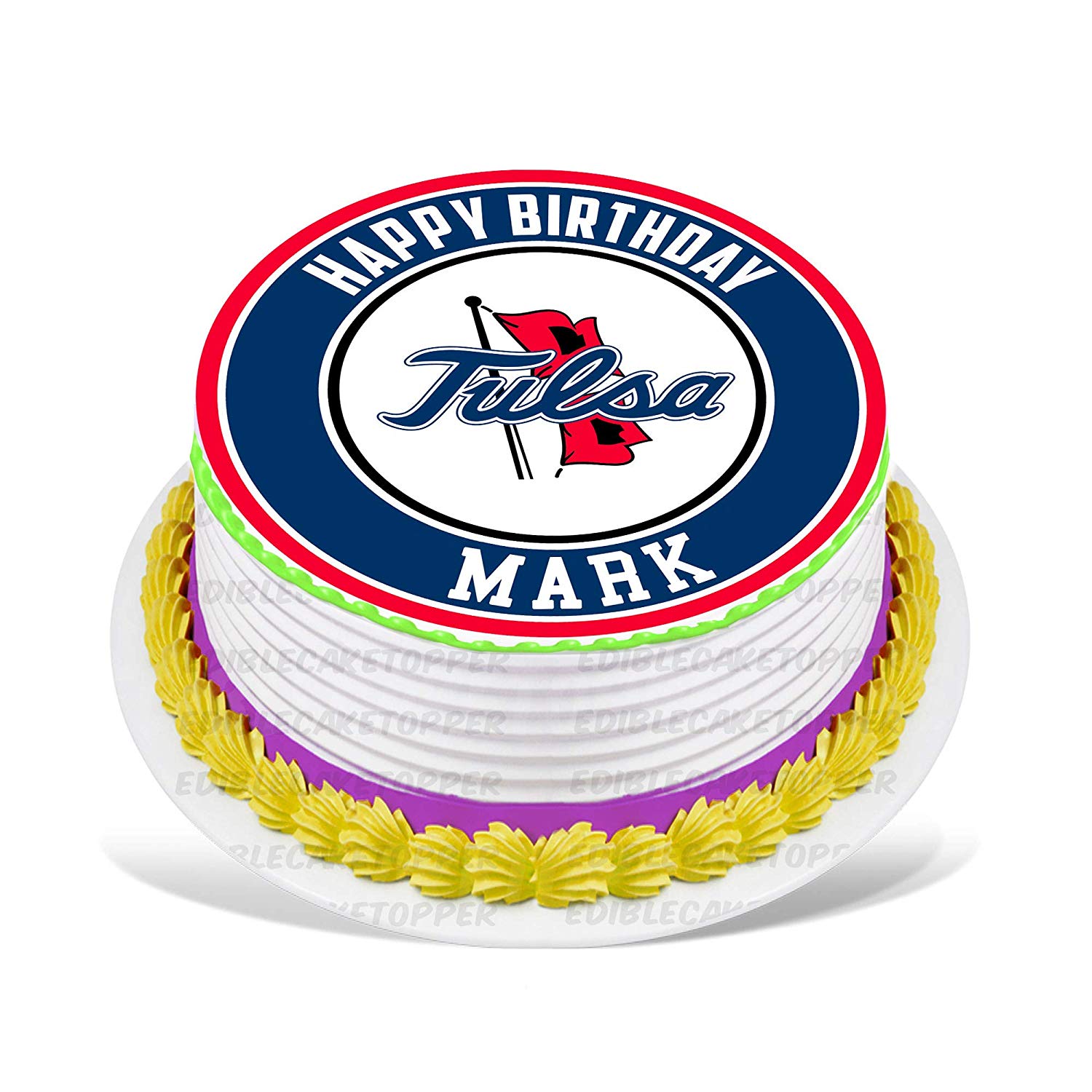 Tulsa Golden Hurricane Edible Cake Topper Personalized Icing Sheet Cake Image Decoration Round
