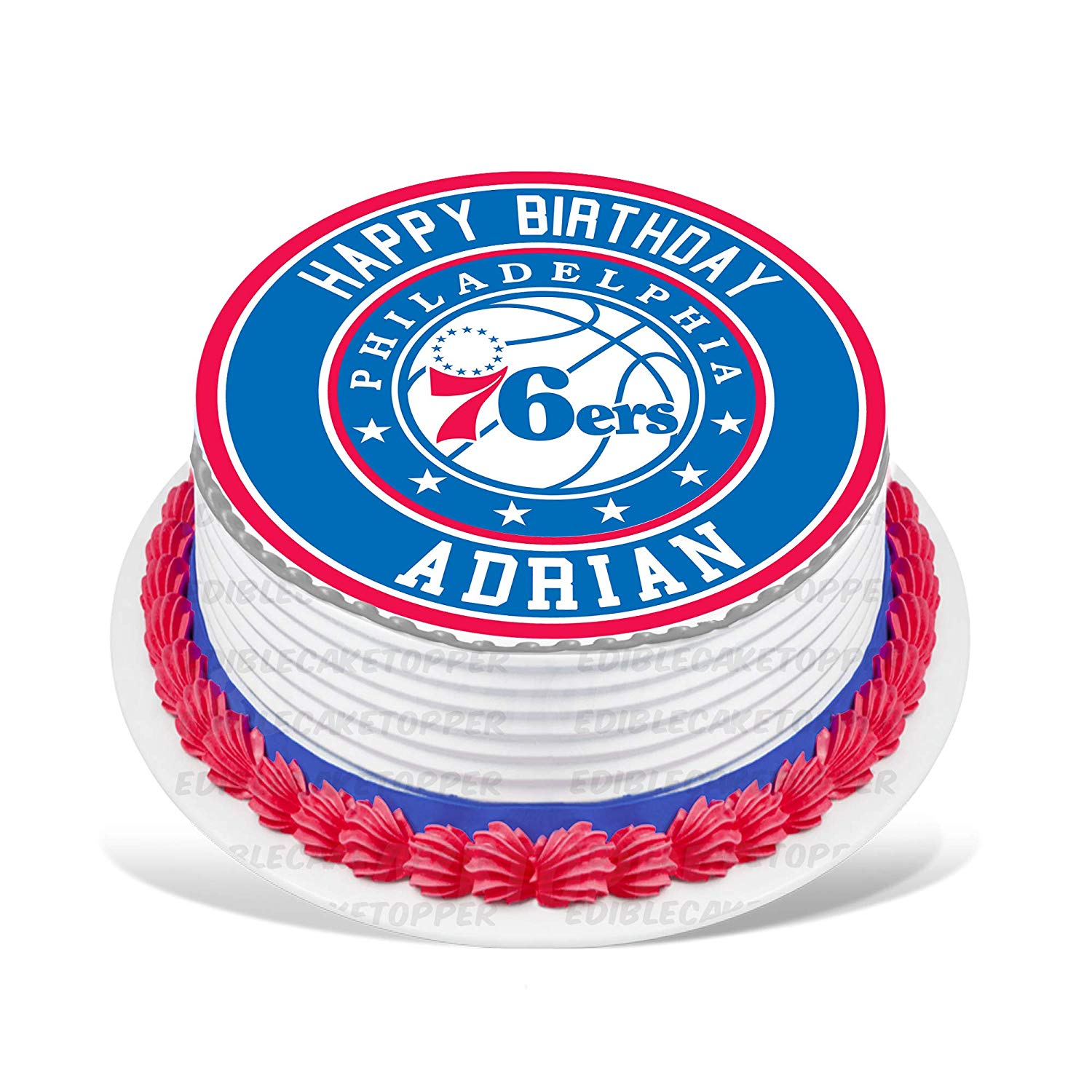Philadelphia 76ers Round – Icing Sheet Birthday - Personalized Edible Cake Topper | Custom Icing Sheet | Birthday Cake Decoration