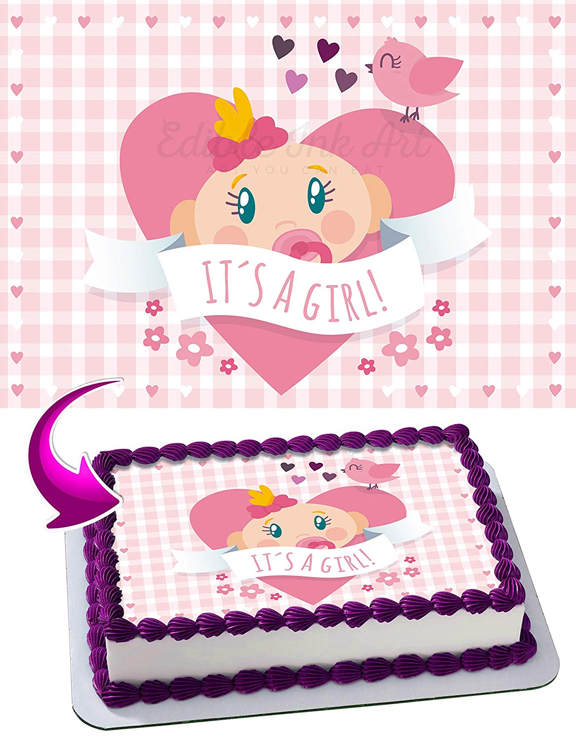 Girl Baby Shower Edible Cake Topper