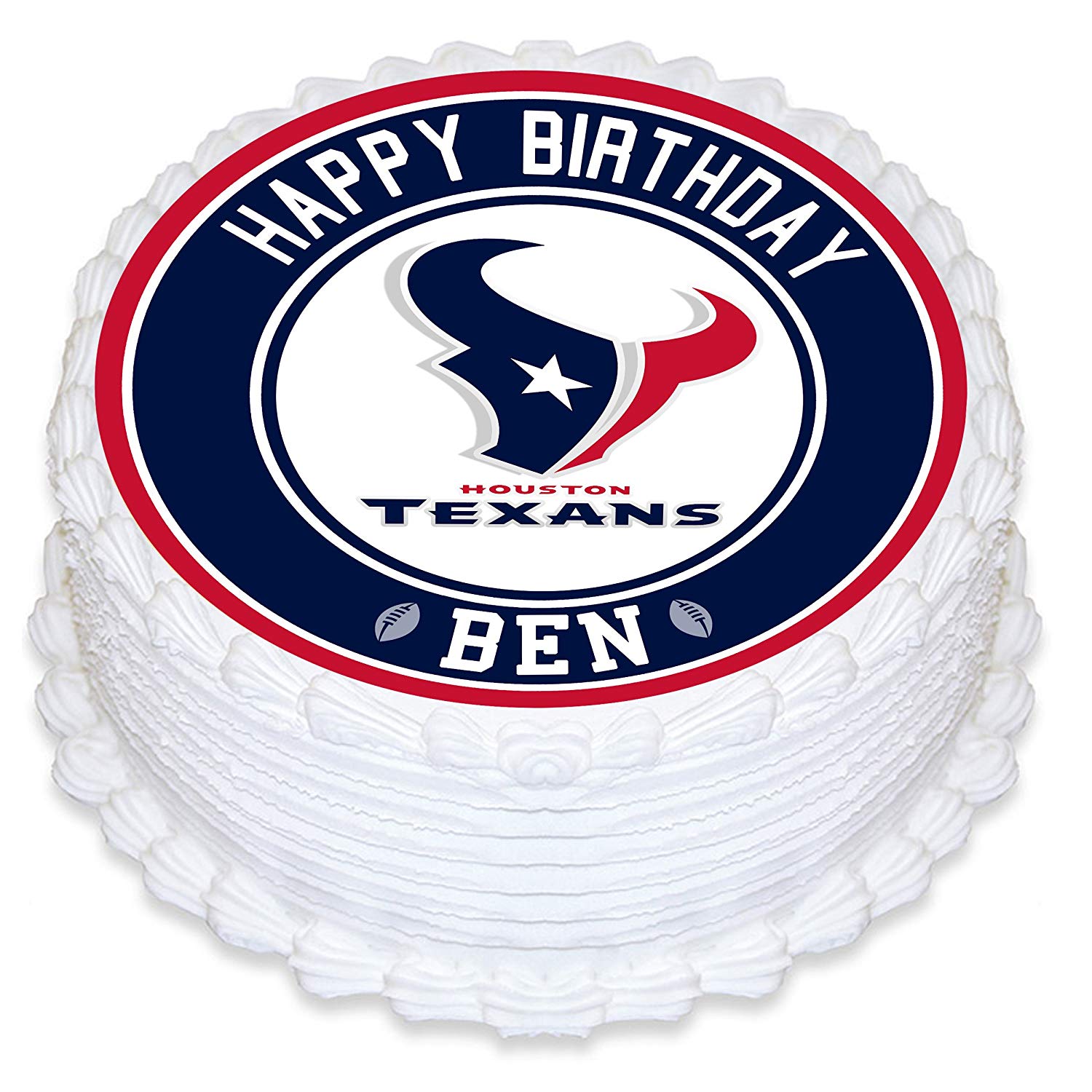 Houston Texans Round – Icing Sheet Birthday - Personalized Edible Cake Topper | Custom Icing Sheet | Birthday Cake Decoration | Photo Cake Image