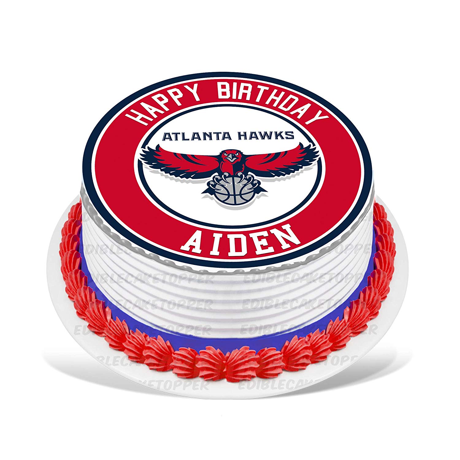Atlanta Hawks Round – Icing Sheet Birthday - Personalized Edible Cake Topper | Custom Icing Sheet | Birthday Cake Decoration | Photo Cake Image