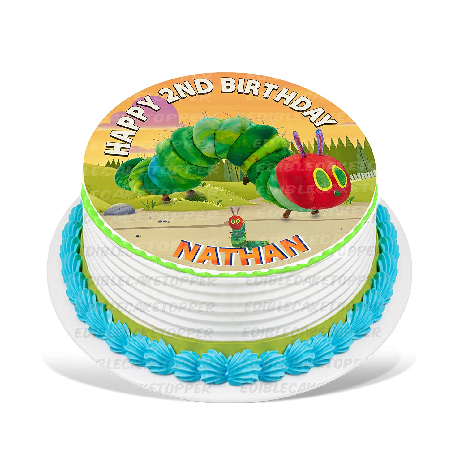 The Very Hungry Caterpillar Round – Icing Sheet Birthday - Personalized Edible Cake Topper | Custom Icing Sheet | Birthday Cake Decoration