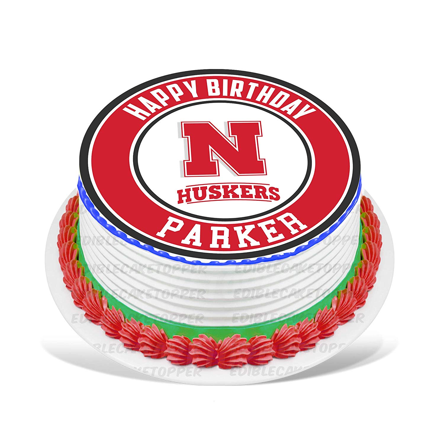 Nebraska Cornhuskers Round – Icing Sheet Birthday - Personalized Edible Cake Topper | Custom Icing Sheet | Birthday Cake Decoration