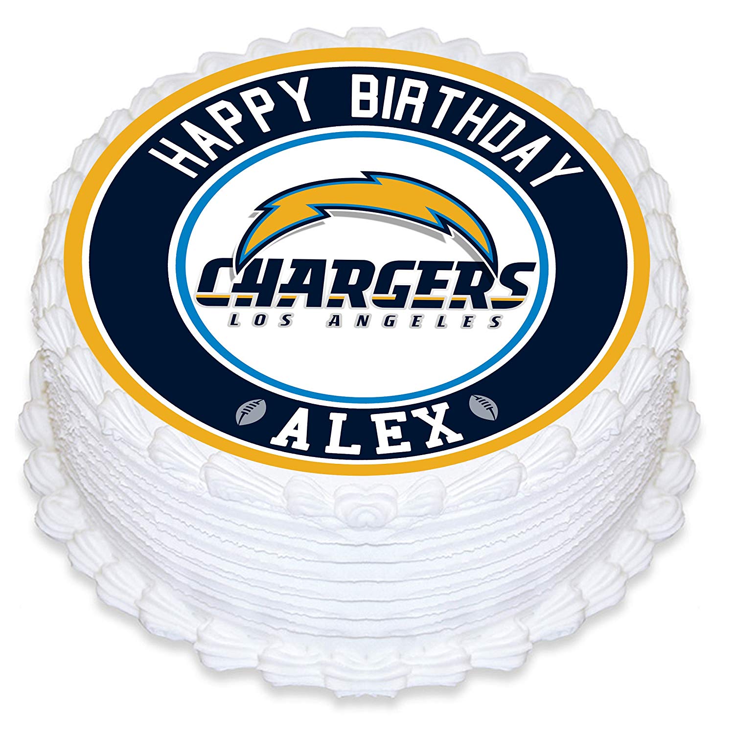 Los Angeles Chargers Round – Icing Sheet Birthday - Personalized Edible Cake Topper | Custom Icing Sheet | Birthday Cake Decoration