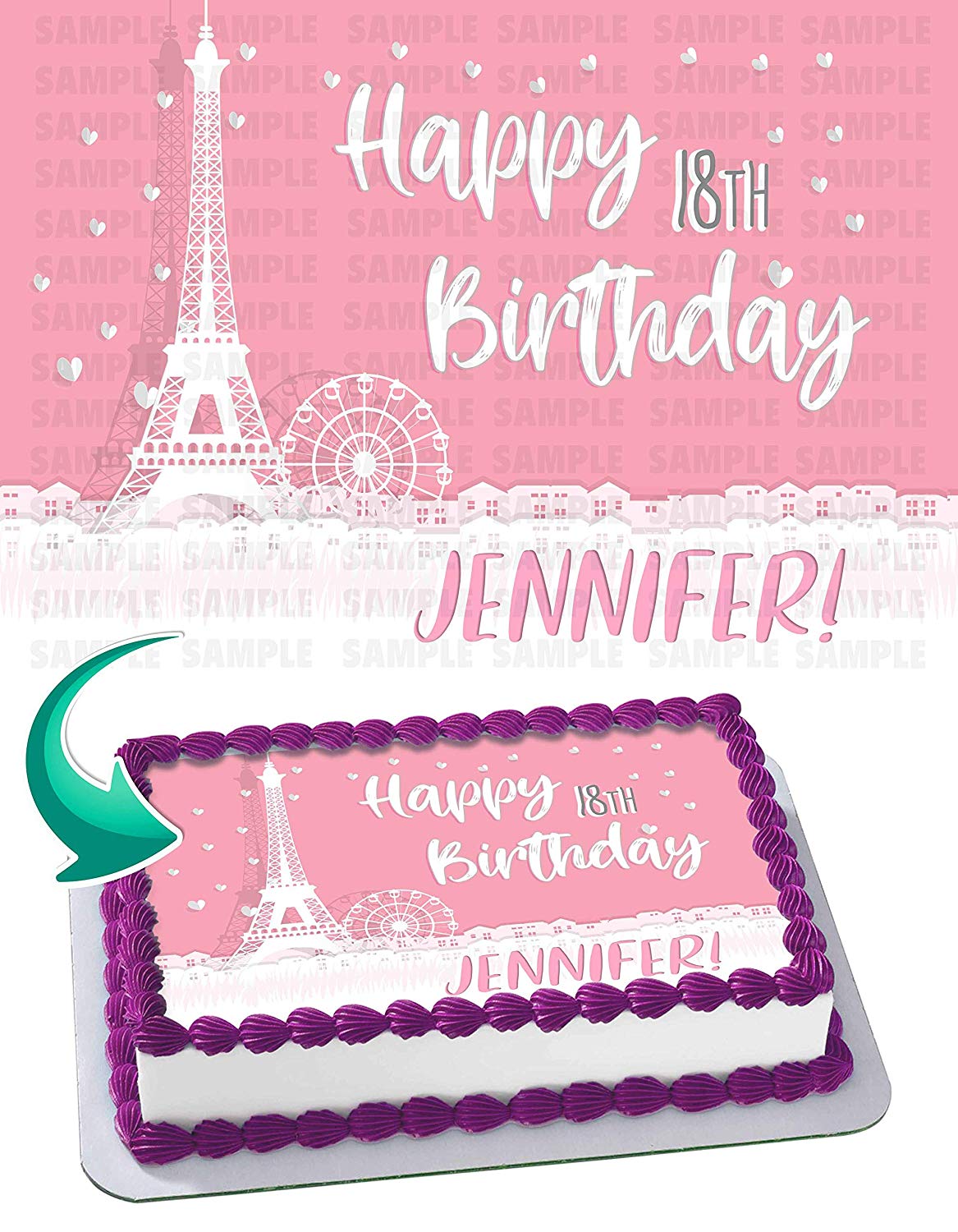 Paris Eiffel Tower Edible Cake Topper