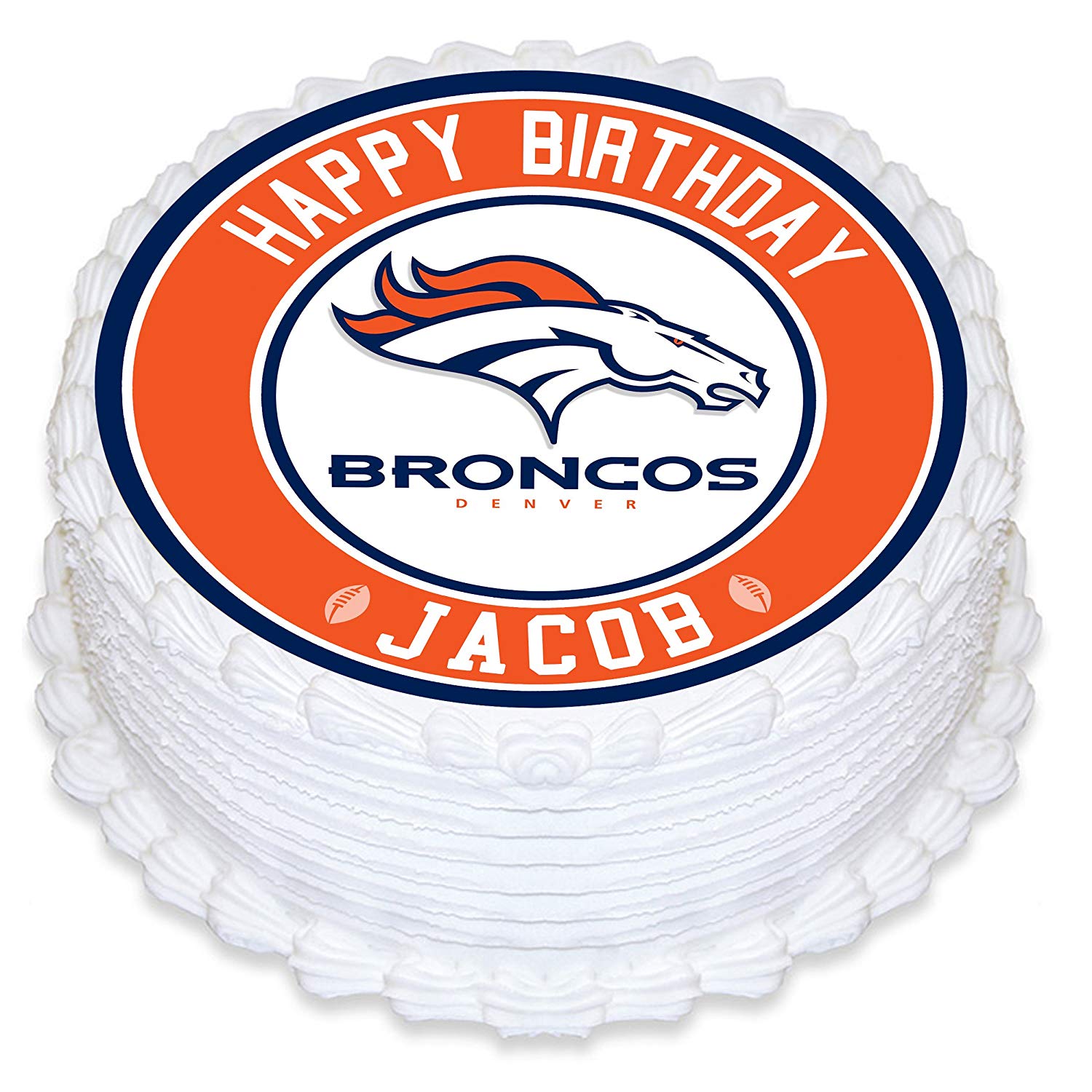 Denver Broncos Round – Icing Sheet Birthday - Personalized Edible Cake Topper | Custom Icing Sheet | Birthday Cake Decoration | Photo Cake Image