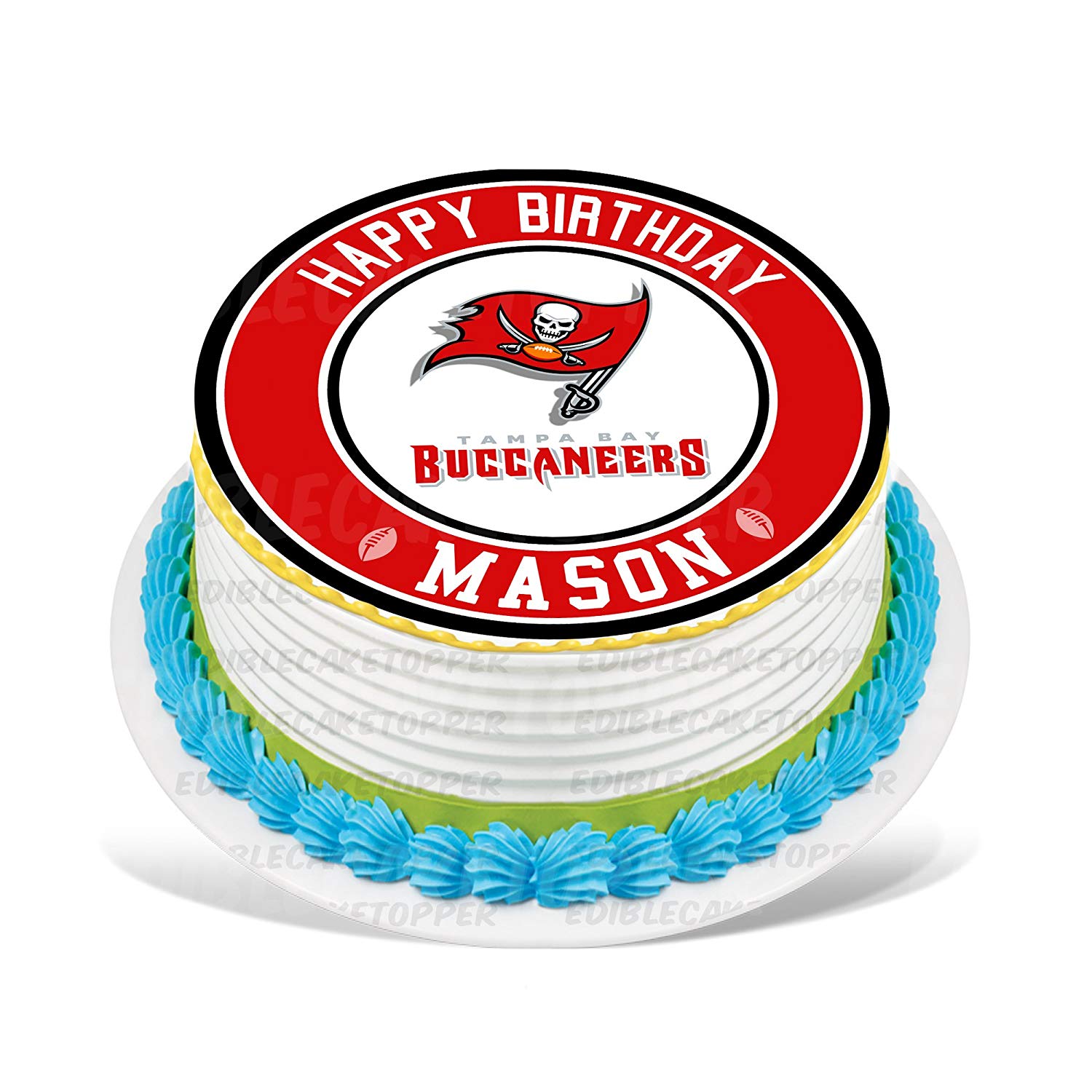 Tampa Bay Buccaneers Round – Icing Sheet Birthday - Personalized Edible Cake Topper | Custom Icing Sheet | Birthday Cake Decoration