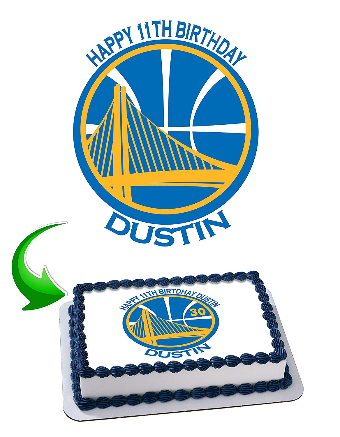 Golden State Warriors Stephen Curry 30 Edible Cake Topper