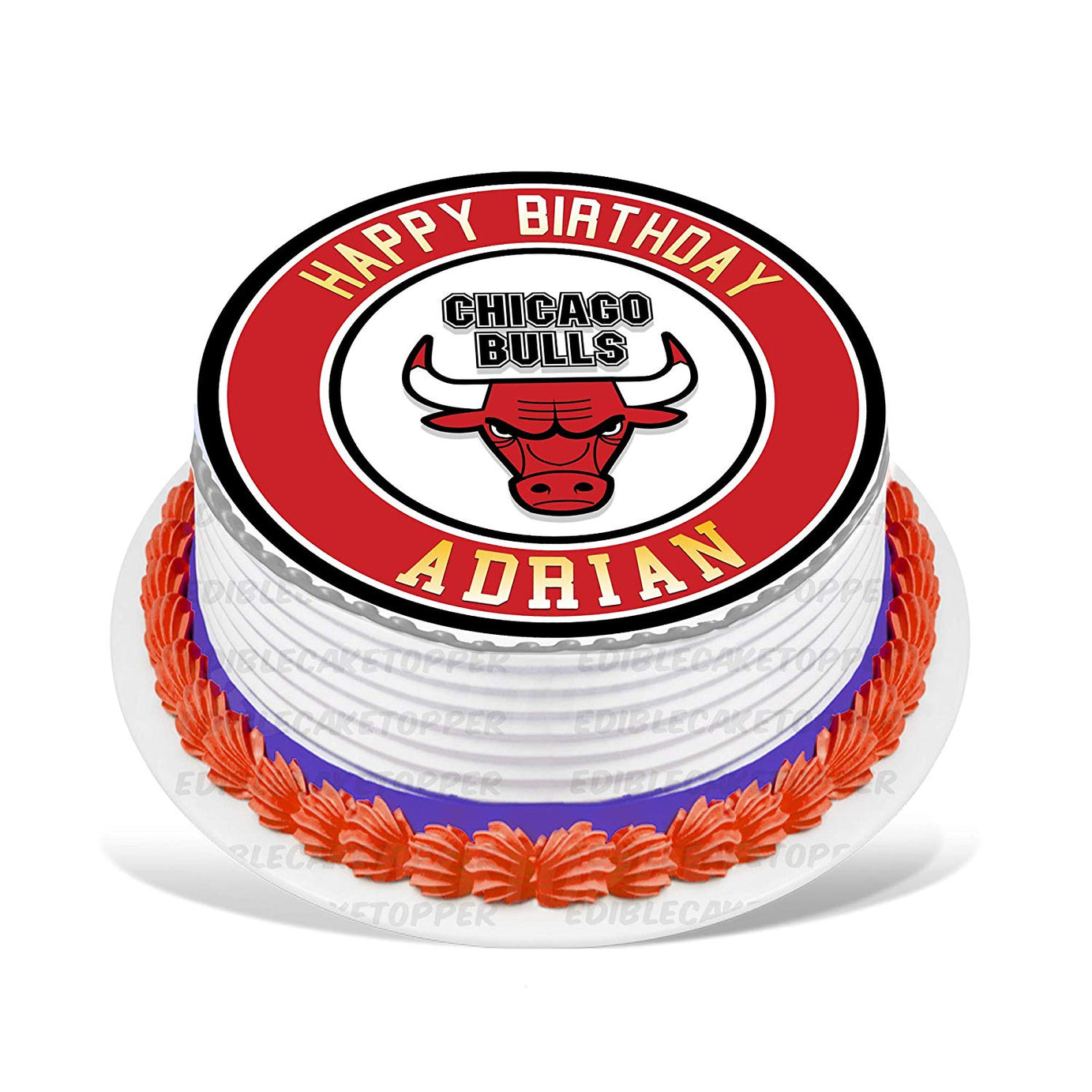 Chicago Bulls Edible Cake Topper Personalized Icing Sheet Cake Image Decoration Round