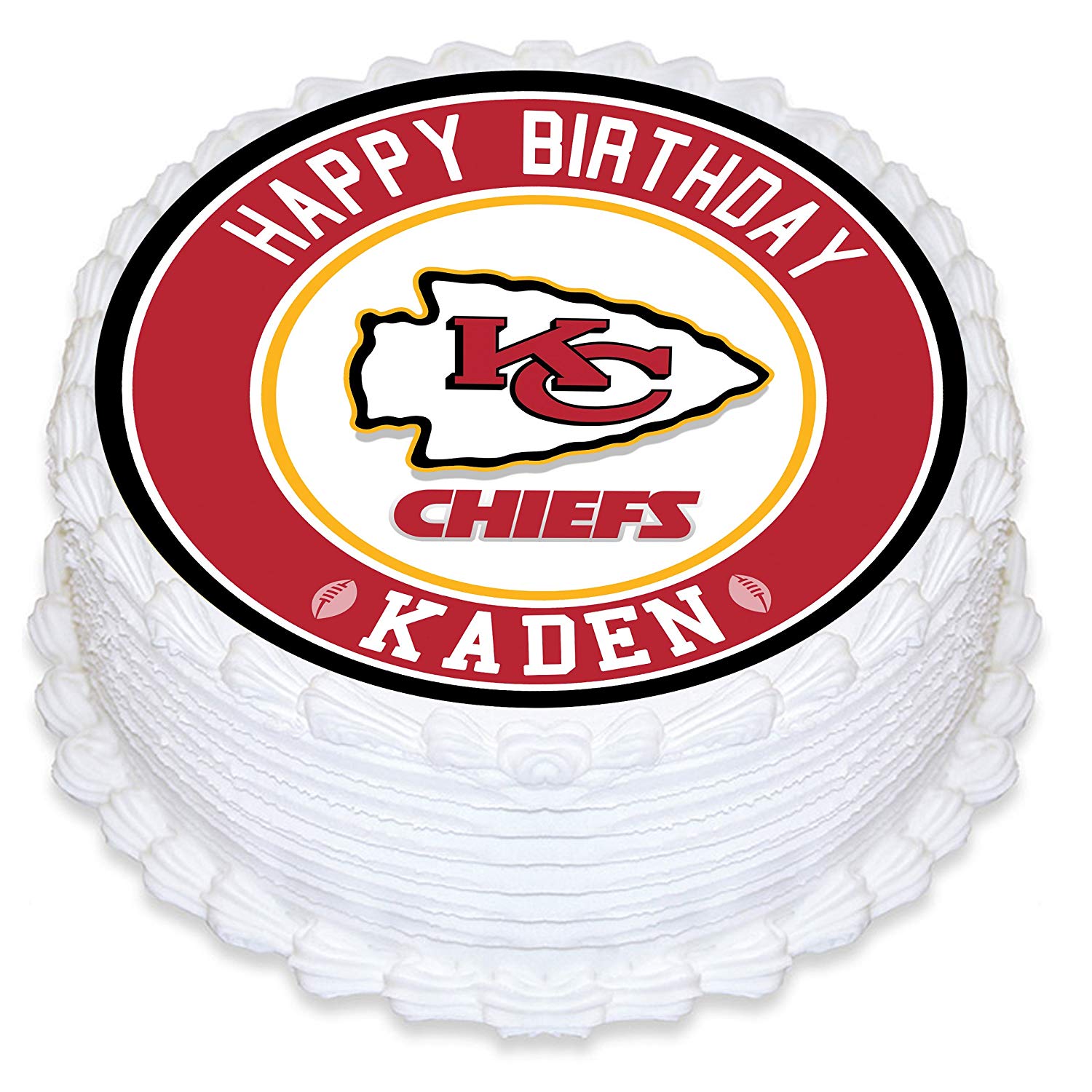 Kansas City Chiefs Round – Icing Sheet Birthday - Personalized Edible Cake Topper | Custom Icing Sheet | Birthday Cake Decoration