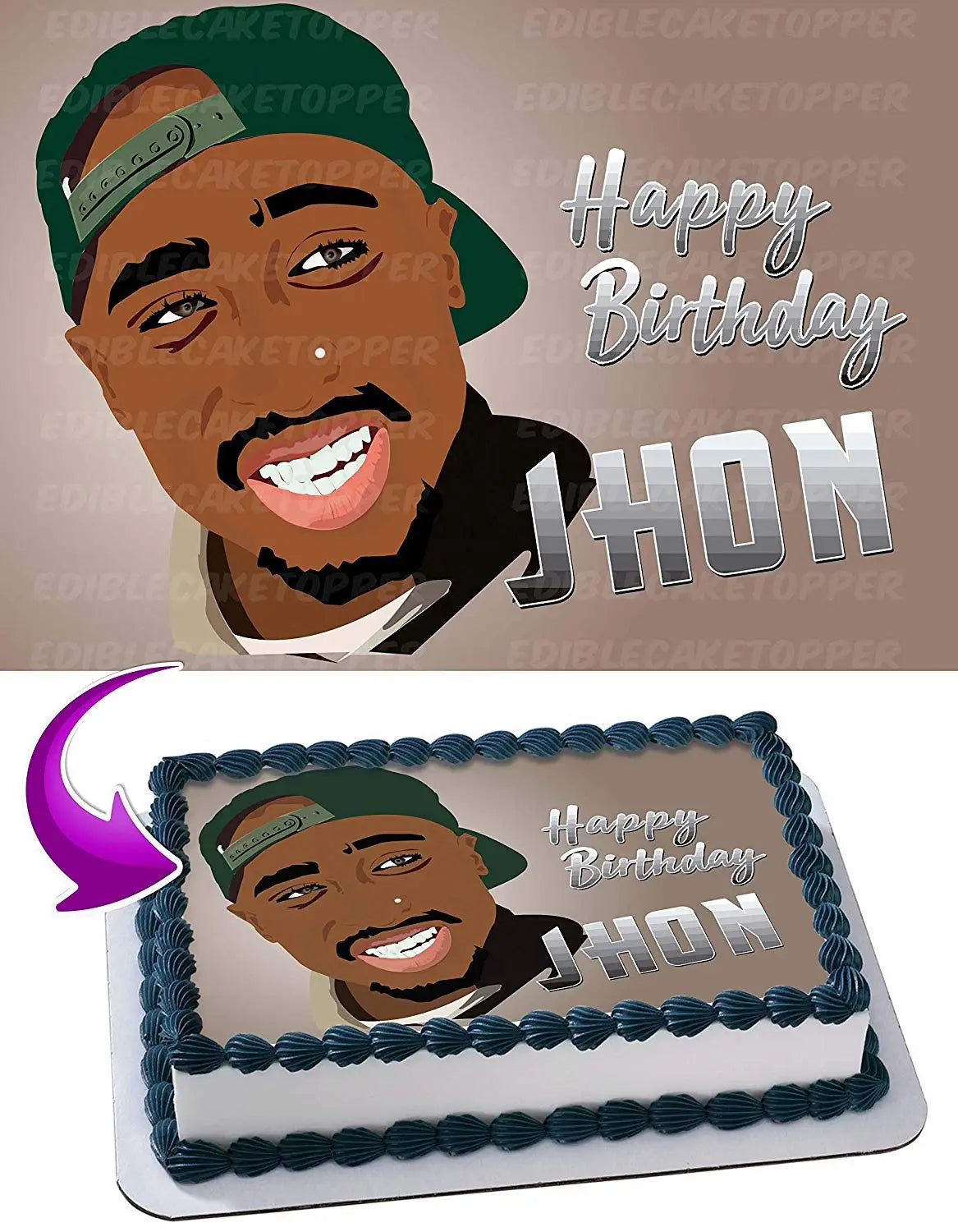 Tupac Shakur 2Pac Edible Cake Topper