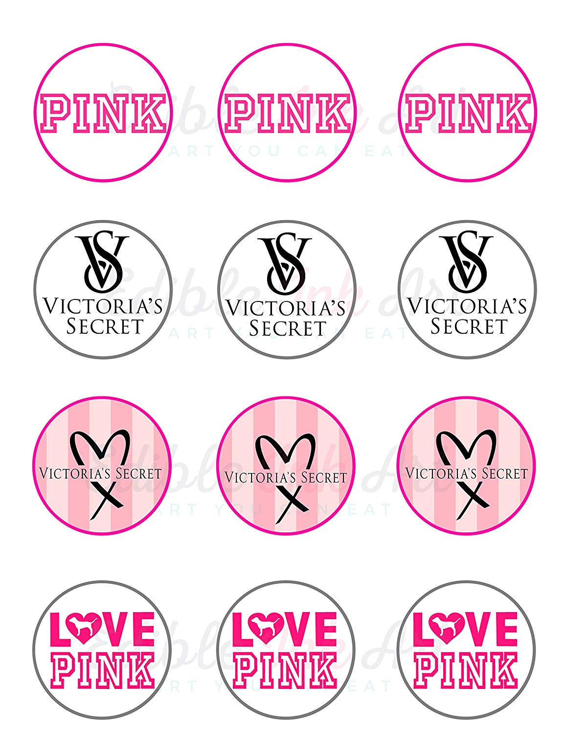 Victoria Love Pink Edible Cupcake Toppers – Round Icing Sheet Bir - Edible Cake Topper | Icing Sheet | Birthday Cake Decoration