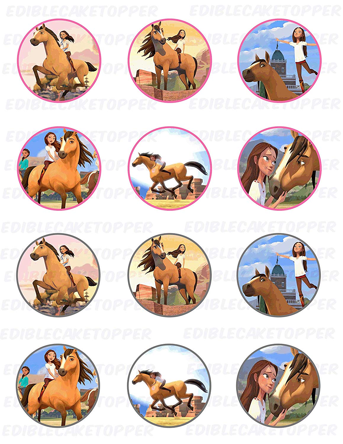 Spirit Riding Edible Cupcake Toppers – Round Icing Sheet Birthday - Edible Cake Topper | Icing Sheet | Birthday Cake Decoration