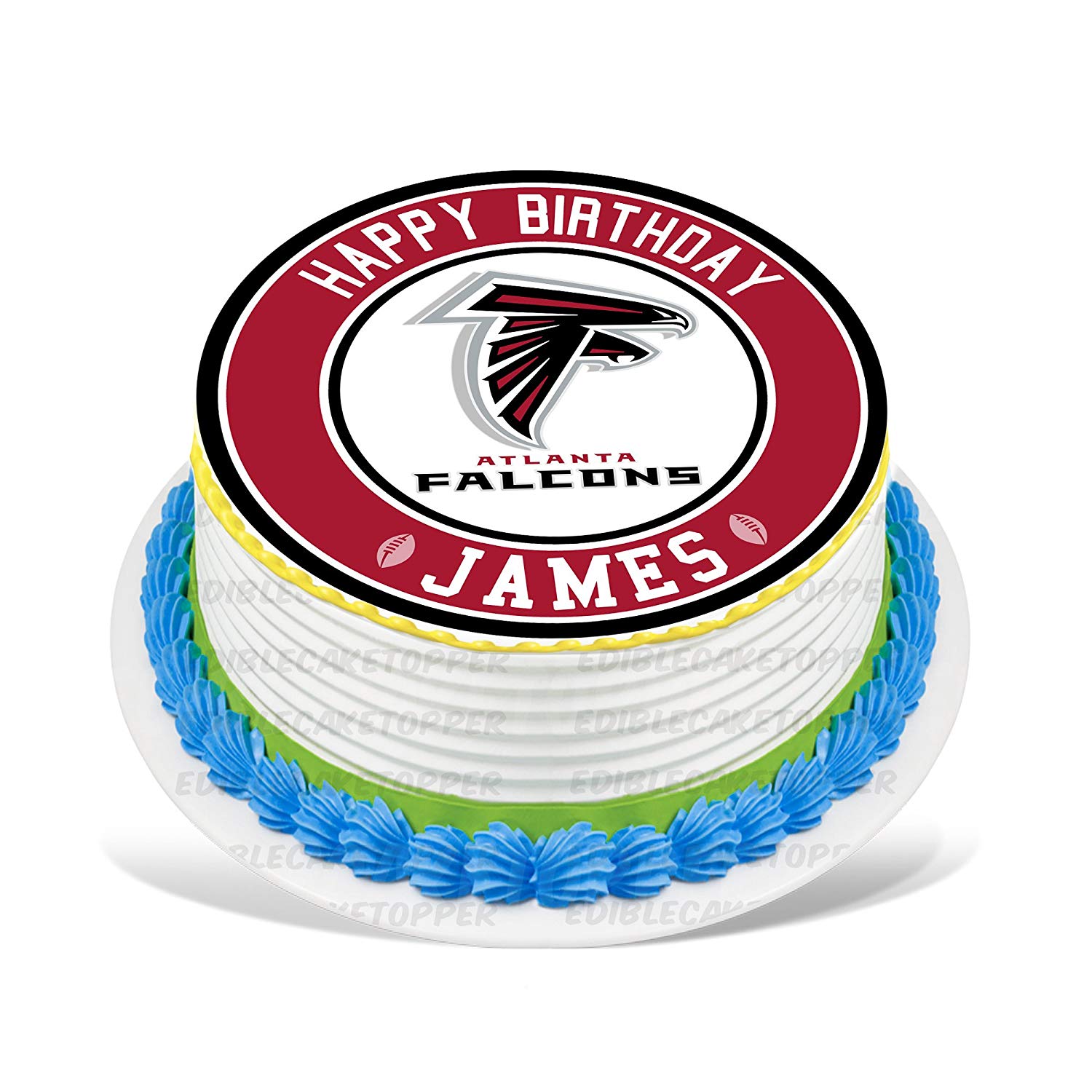 Atlanta Falcons Round – Icing Sheet Birthday - Personalized Edible Cake Topper | Custom Icing Sheet | Birthday Cake Decoration | Photo Cake Image