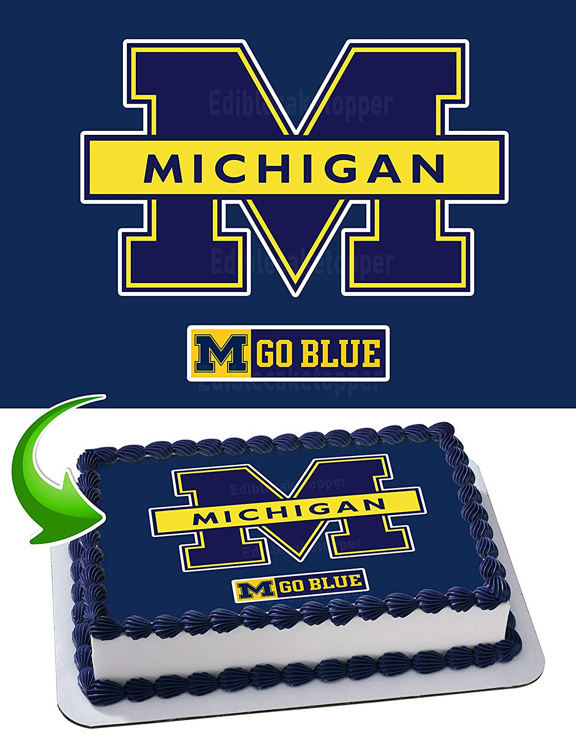 Michigan Go Blue Edible Cake Topper