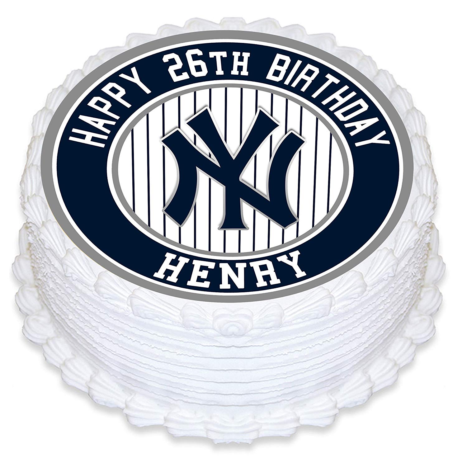 New York Yankees Baseball Round – Icing Sheet Birthday - Personalized Edible Cake Topper | Custom Icing Sheet | Birthday Cake Decoration