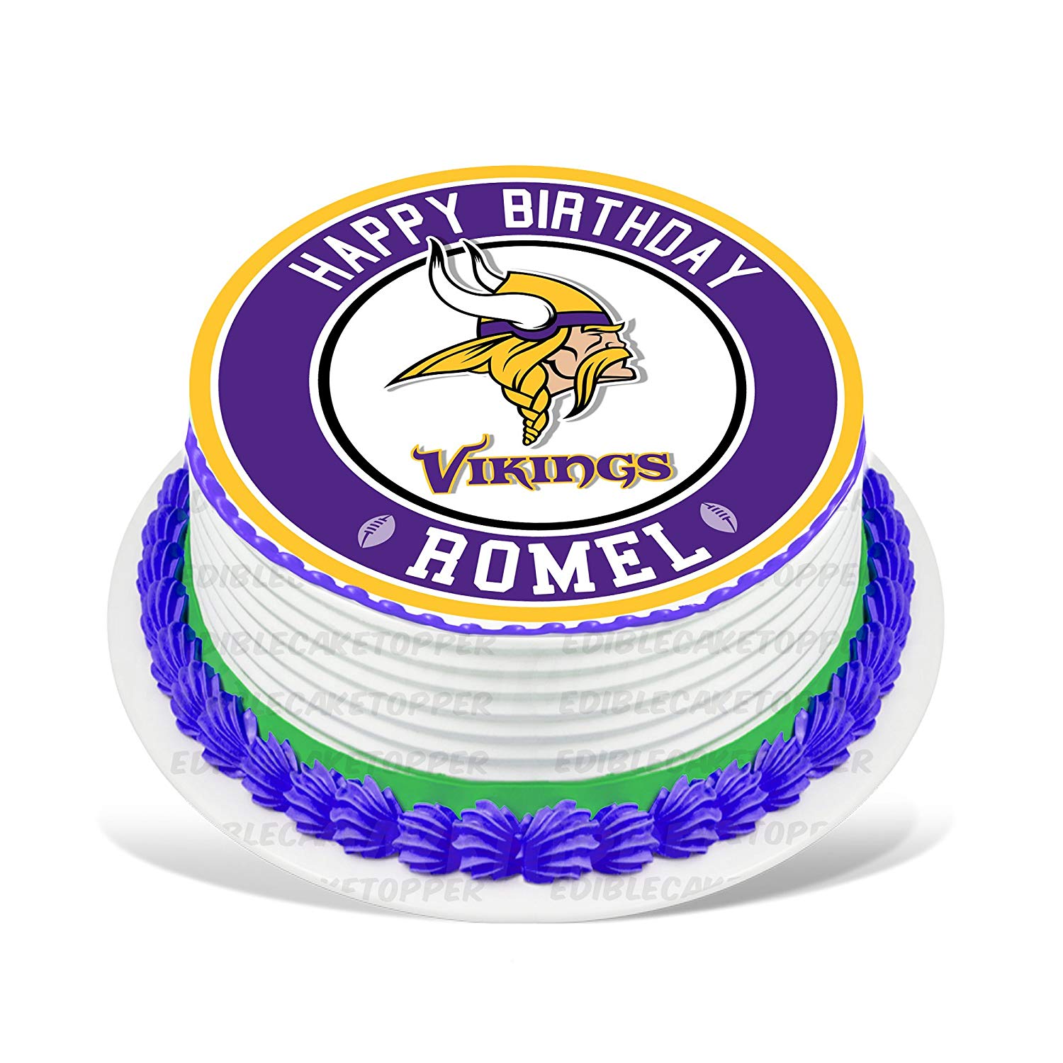 Minnesota Vikings Round – Icing Sheet Birthday - Personalized Edible Cake Topper | Custom Icing Sheet | Birthday Cake Decoration | Photo Cake Image