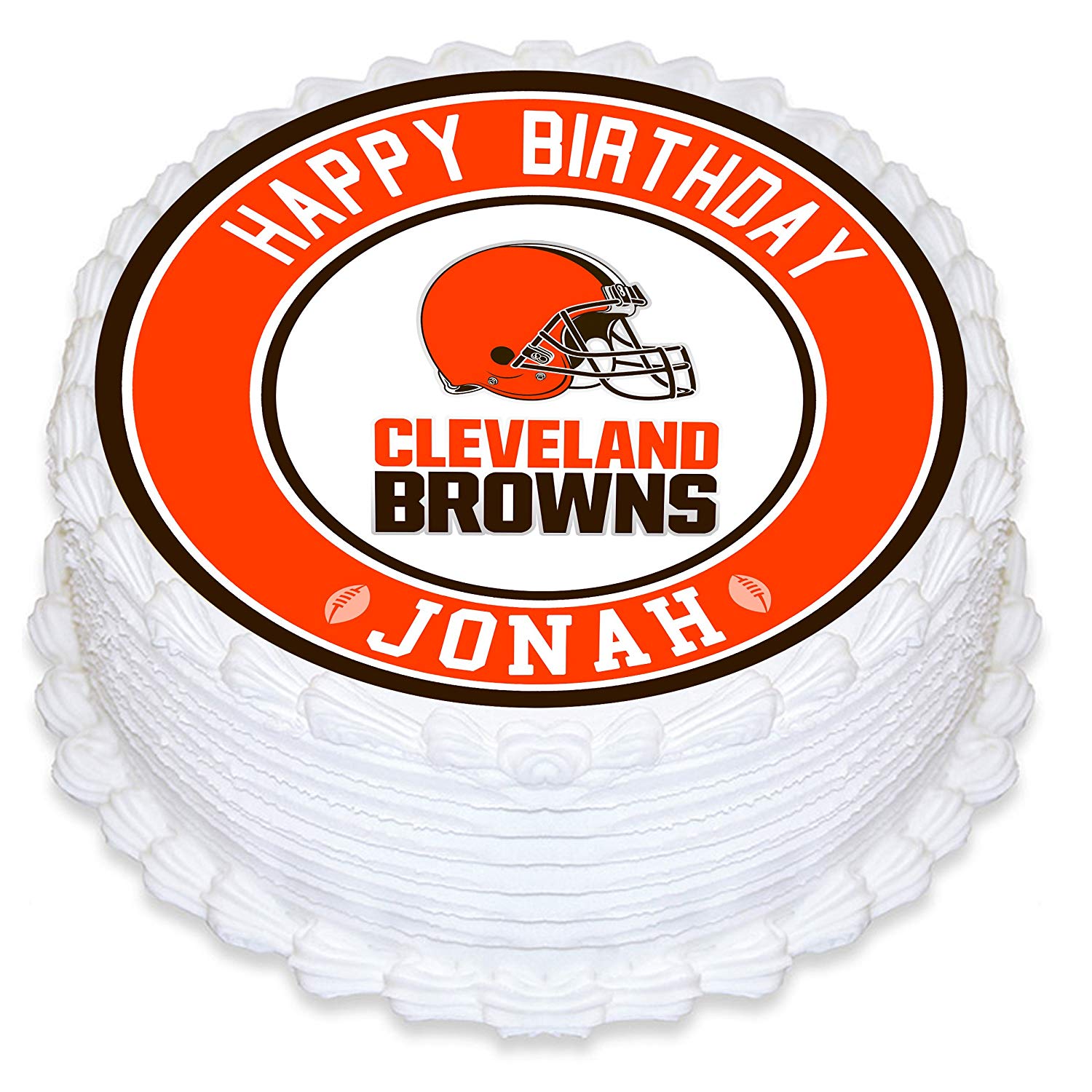 Cleveland Browns Round – Icing Sheet Birthday - Personalized Edible Cake Topper | Custom Icing Sheet | Birthday Cake Decoration | Photo Cake Image