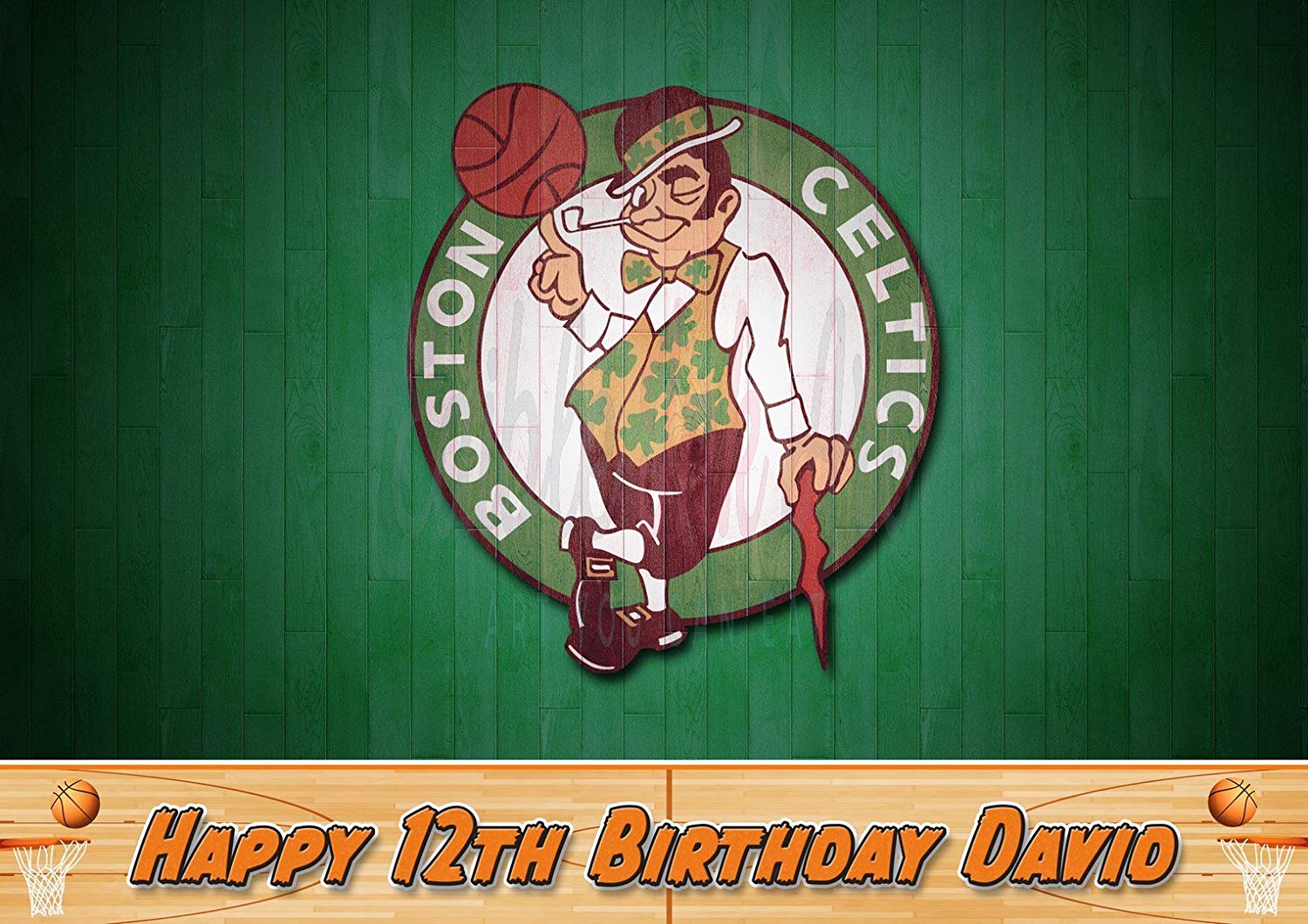 Boston Celtics Basketball Edible Cake Topper