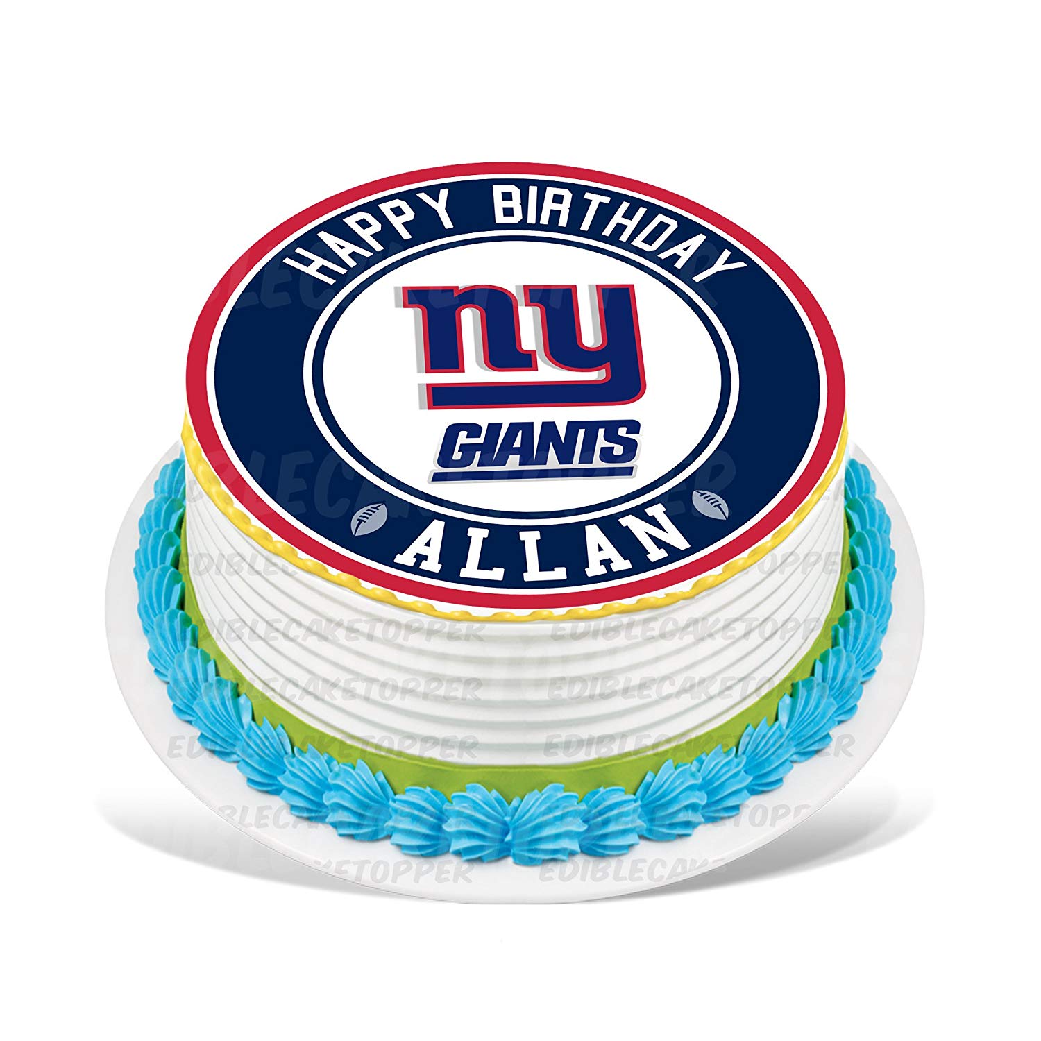 New York Giants Round – Icing Sheet Birthday - Personalized Edible Cake Topper | Custom Icing Sheet | Birthday Cake Decoration | Photo Cake Image