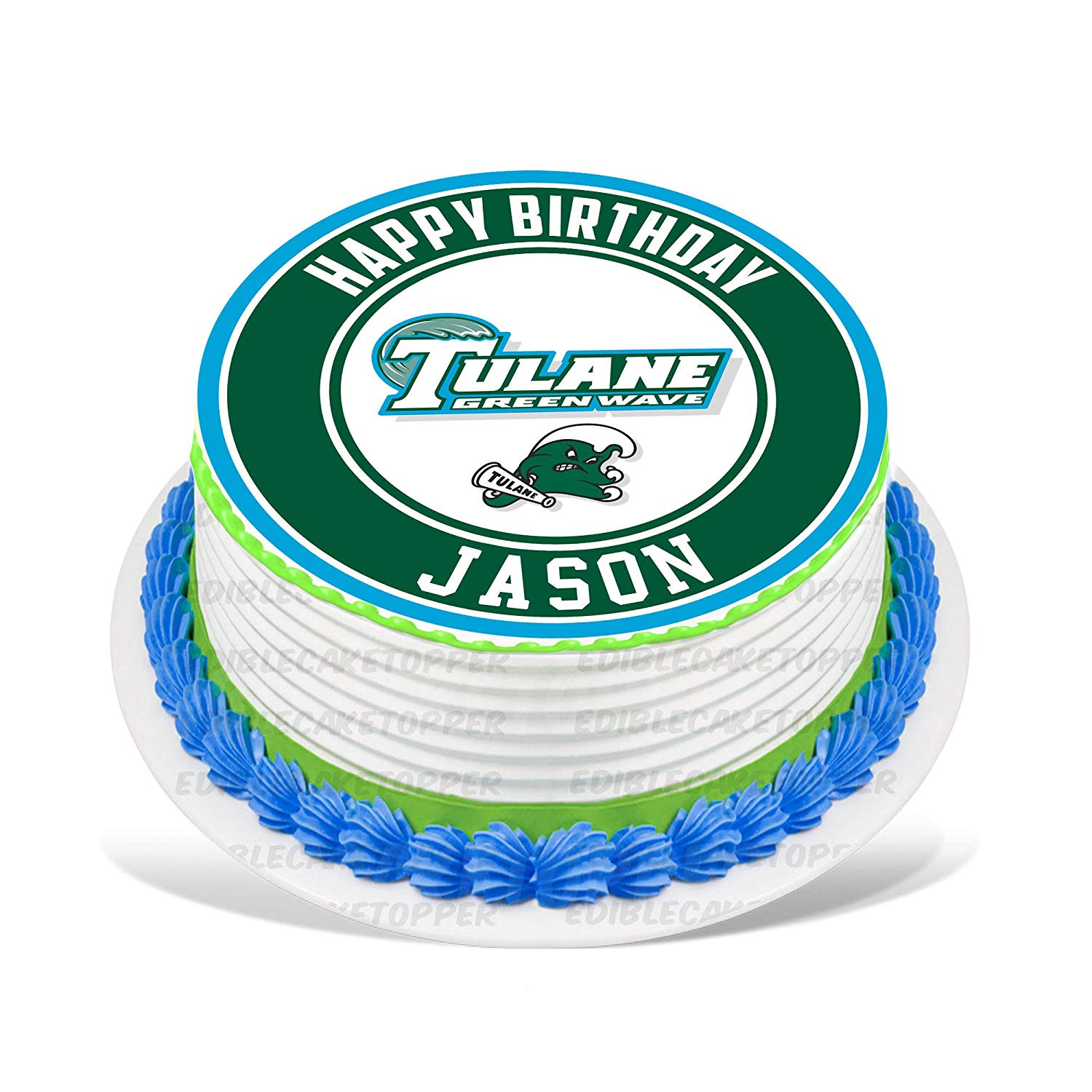 Tulane Green Wave Round – Icing Sheet Birthday - Personalized Edible Cake Topper | Custom Icing Sheet | Birthday Cake Decoration | Photo Cake Image