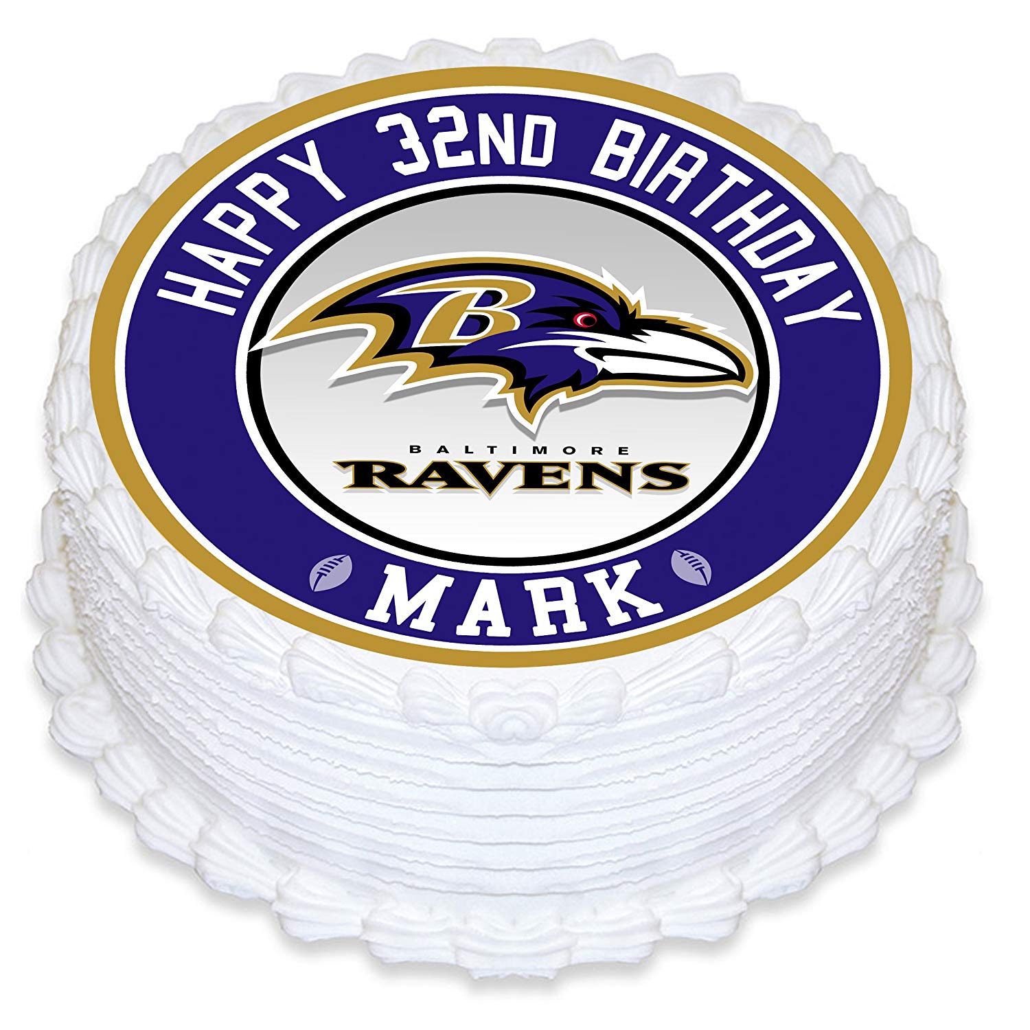 Baltimore Ravens Round – Icing Sheet Birthday - Personalized Edible Cake Topper | Custom Icing Sheet | Birthday Cake Decoration | Photo Cake Image