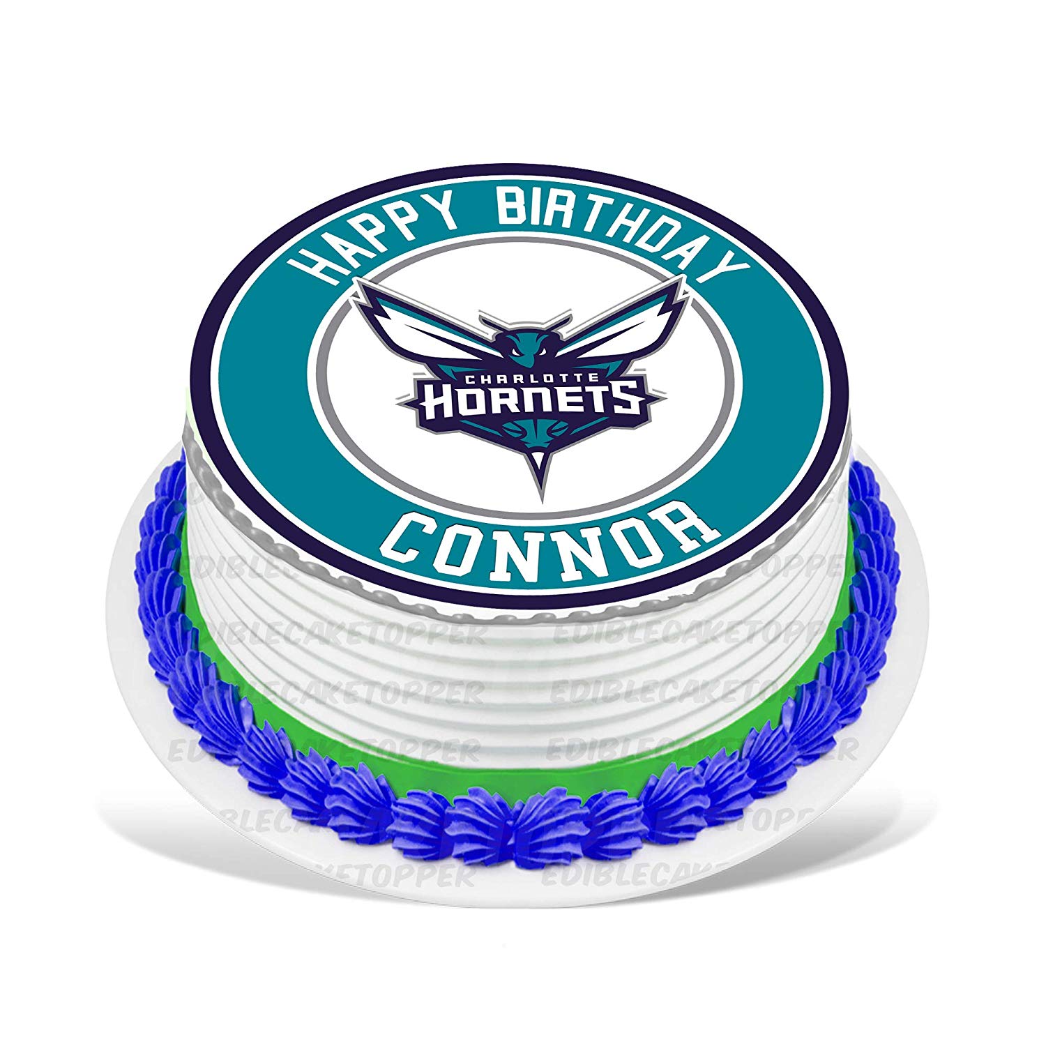 Charlotte Hornets Round – Icing Sheet Birthday - Personalized Edible Cake Topper | Custom Icing Sheet | Birthday Cake Decoration | Photo Cake Image