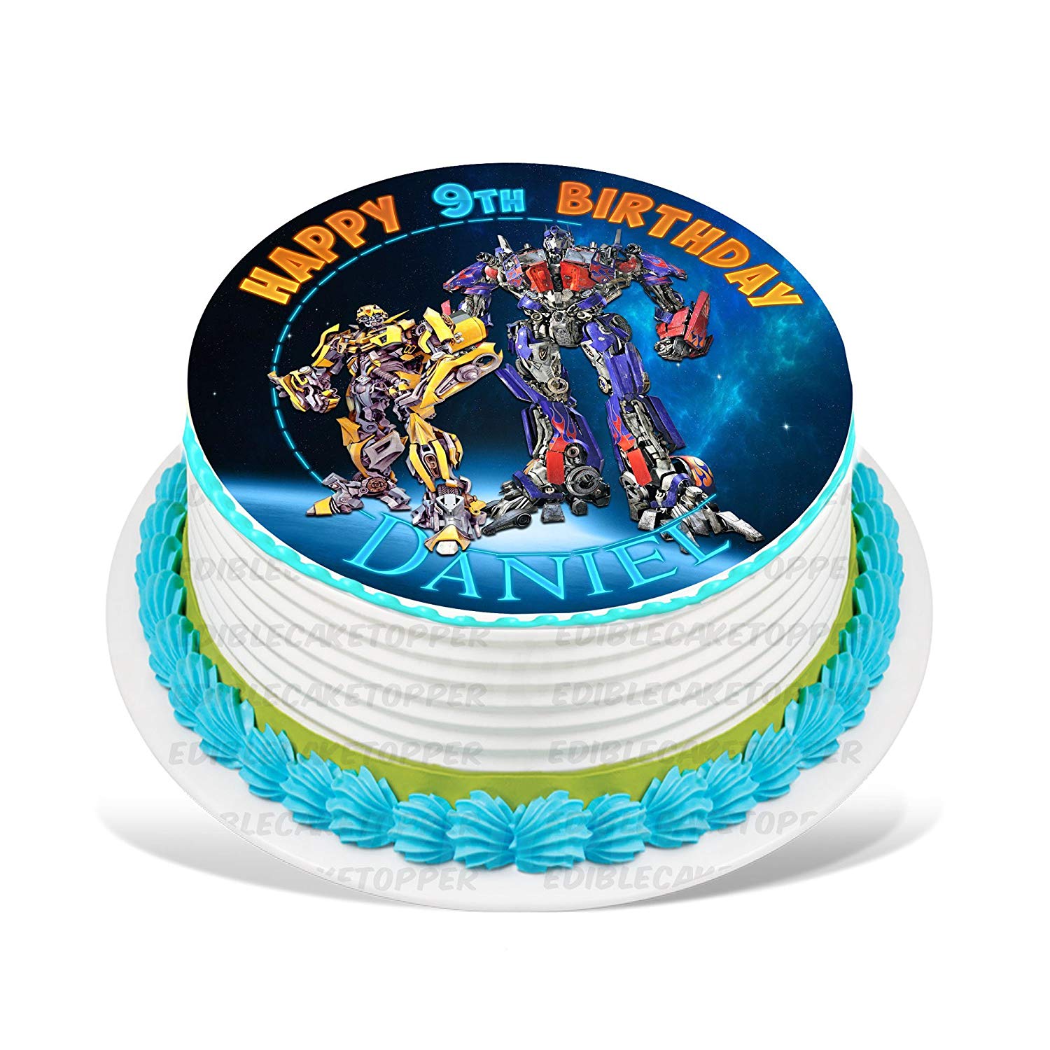Transrobots Cars Truckss Optimus Prime Bumblebee Round – Icing Sh - Personalized Edible Cake Topper | Custom Icing Sheet | Birthday Cake Decoration