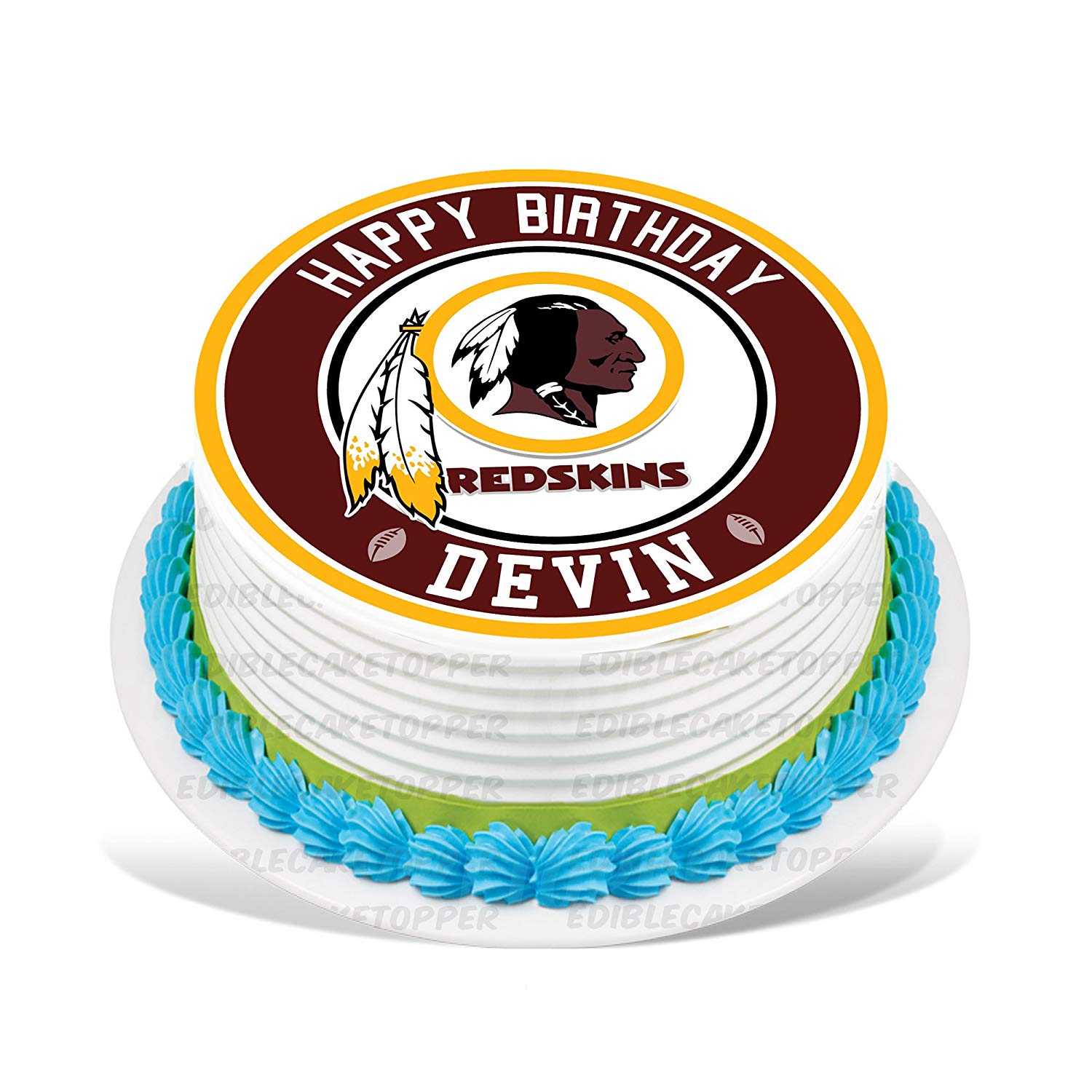 Washington Redskins Round – Icing Sheet Birthday - Personalized Edible Cake Topper | Custom Icing Sheet | Birthday Cake Decoration