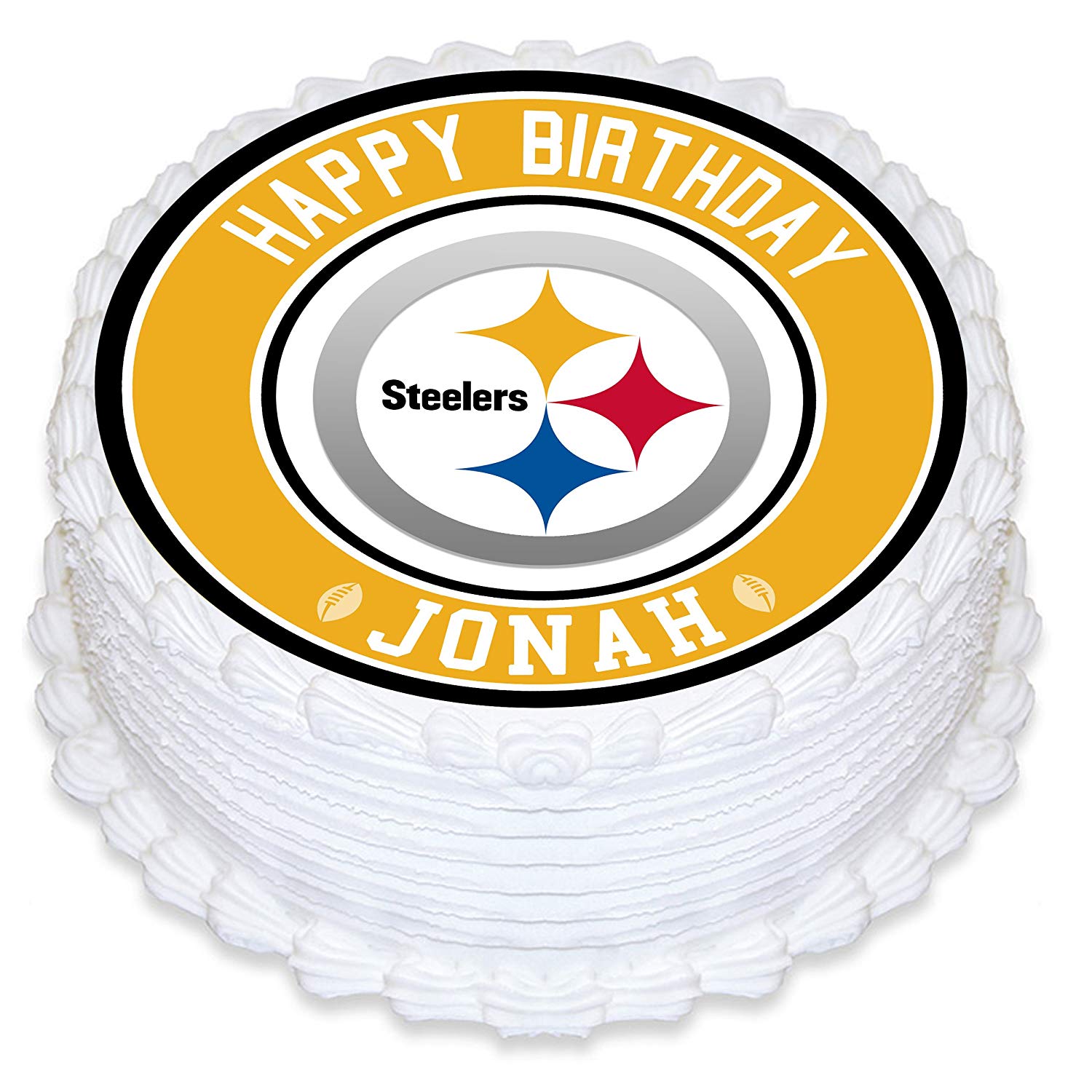 Pittsburgh Steelers Round – Icing Sheet Birthday - Personalized Edible Cake Topper | Custom Icing Sheet | Birthday Cake Decoration