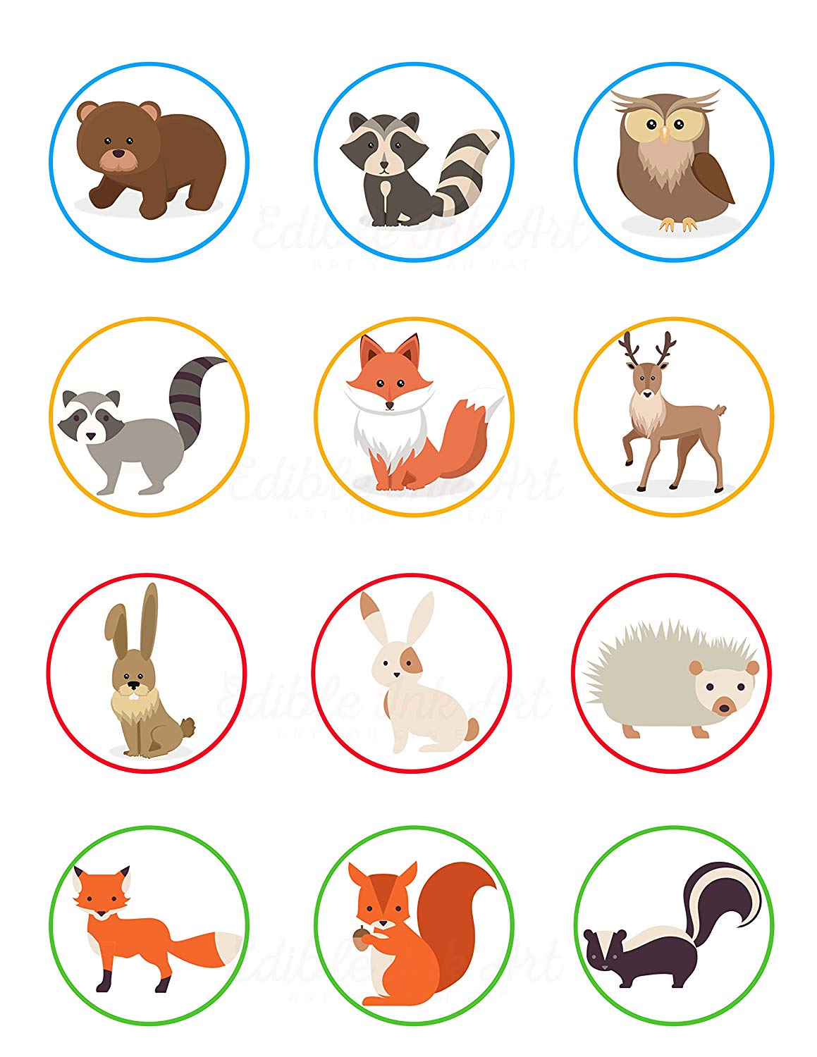Forest Woodland Animal Edible Cupcake Toppers – Round Icing Sheet - Edible Cake Topper | Icing Sheet | Birthday Cake Decoration