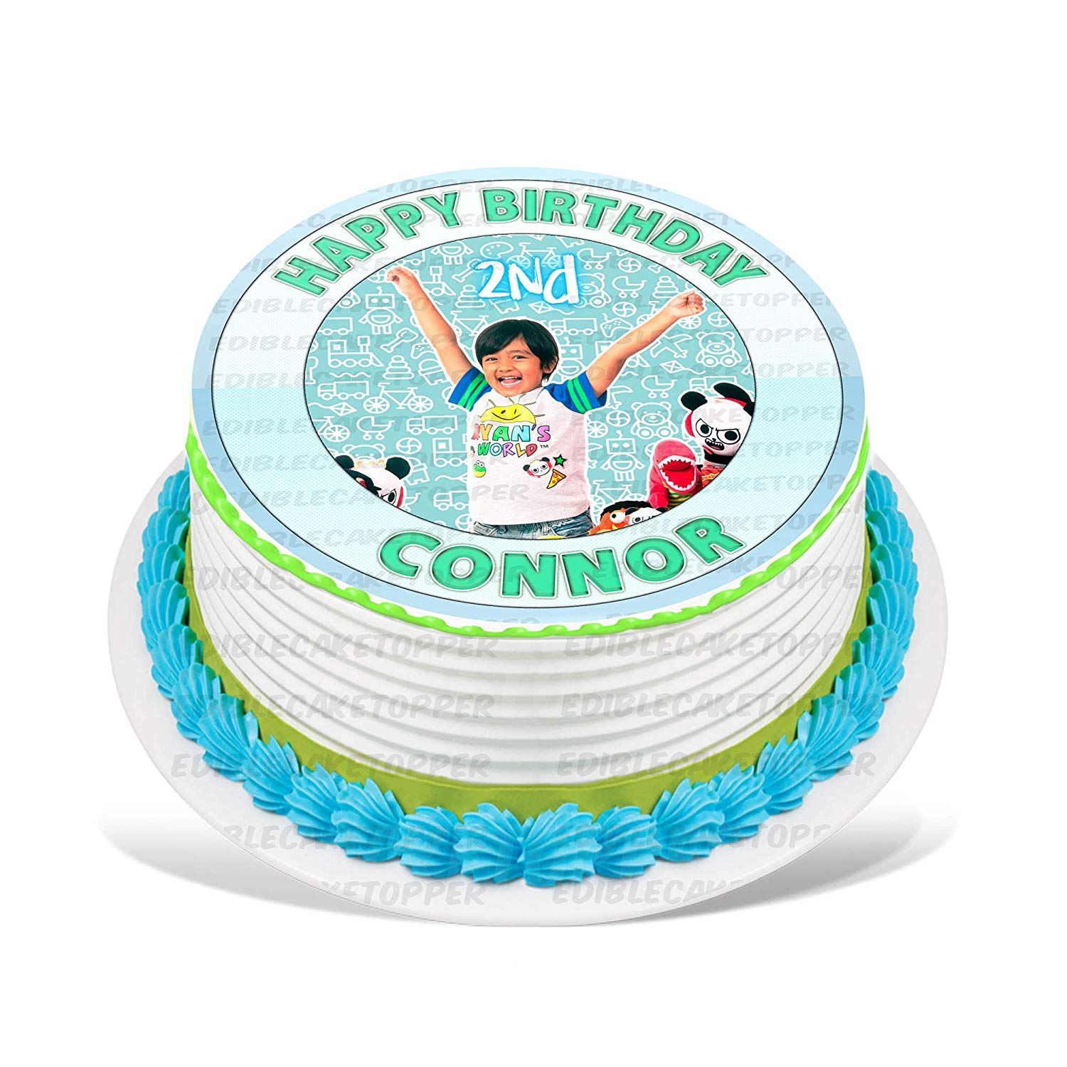 Ryan ToysReview Round – Icing Sheet Birthday - Personalized Edible Cake Topper | Custom Icing Sheet | Birthday Cake Decoration | Photo Cake Image