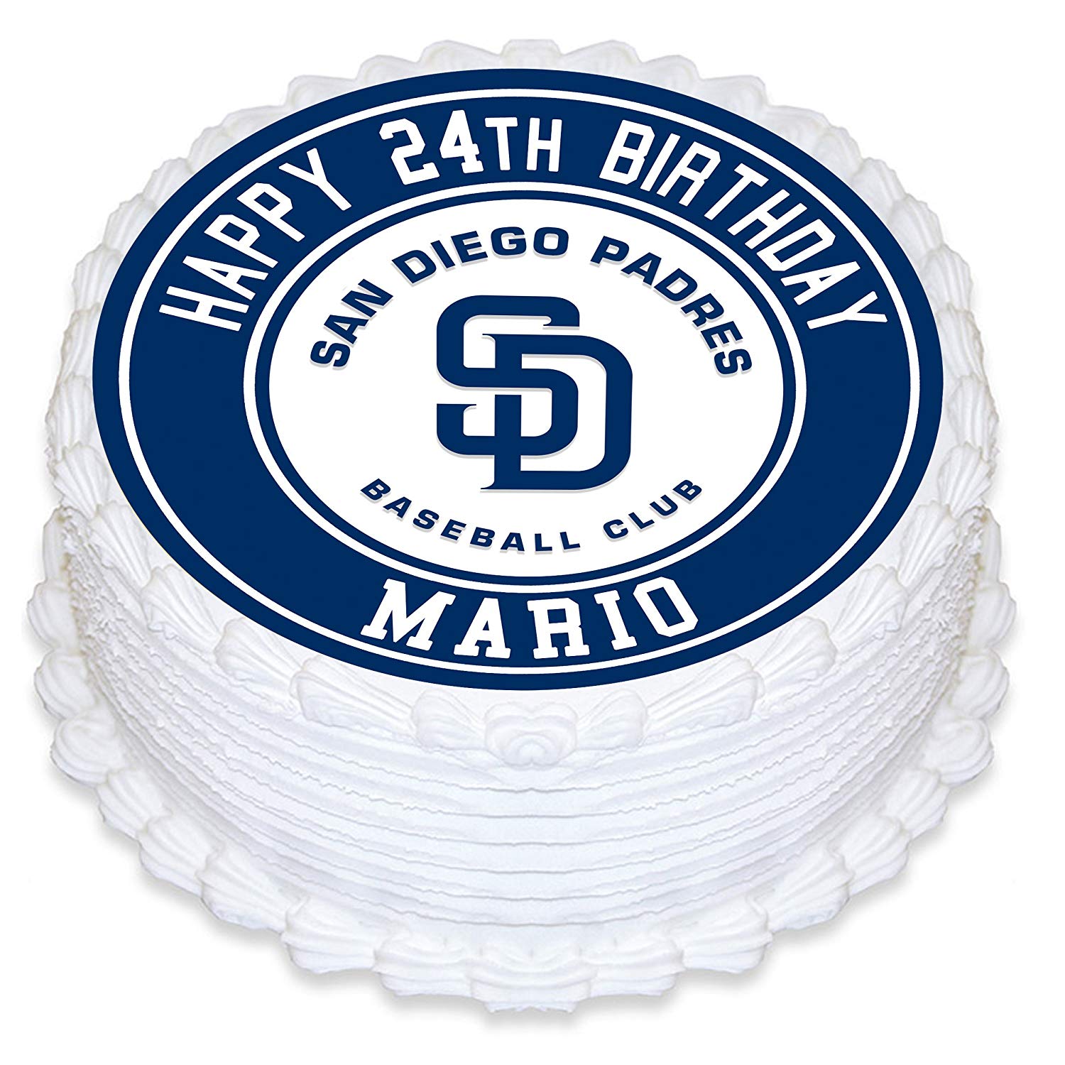 San Diego Padres Baseball Round – Icing Sheet Birthday - Personalized Edible Cake Topper | Custom Icing Sheet | Birthday Cake Decoration
