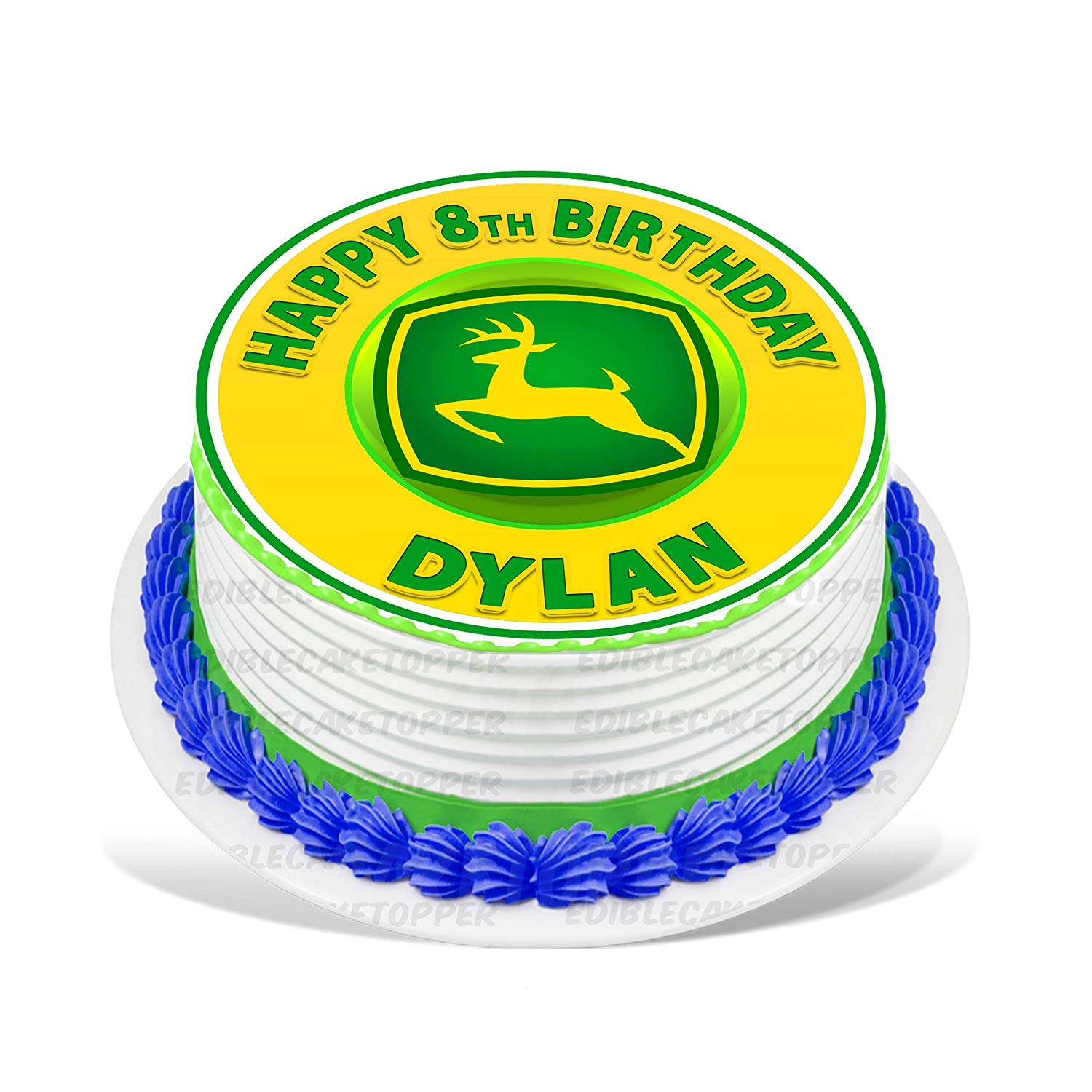 Farm Trucks Fans Deere Round – Icing Sheet Birthday - Personalized Edible Cake Topper | Custom Icing Sheet | Birthday Cake Decoration