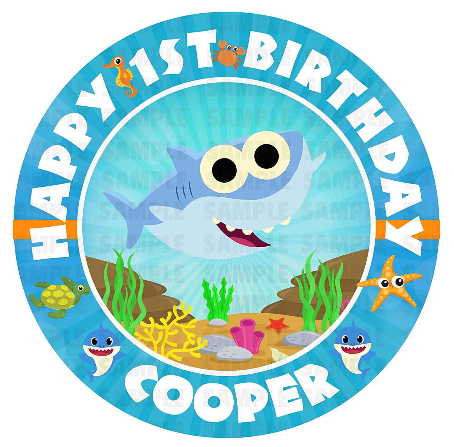 Baby Shark Kids Fun Round – Icing Sheet Birthday - Personalized Edible Cake Topper | Custom Icing Sheet | Birthday Cake Decoration