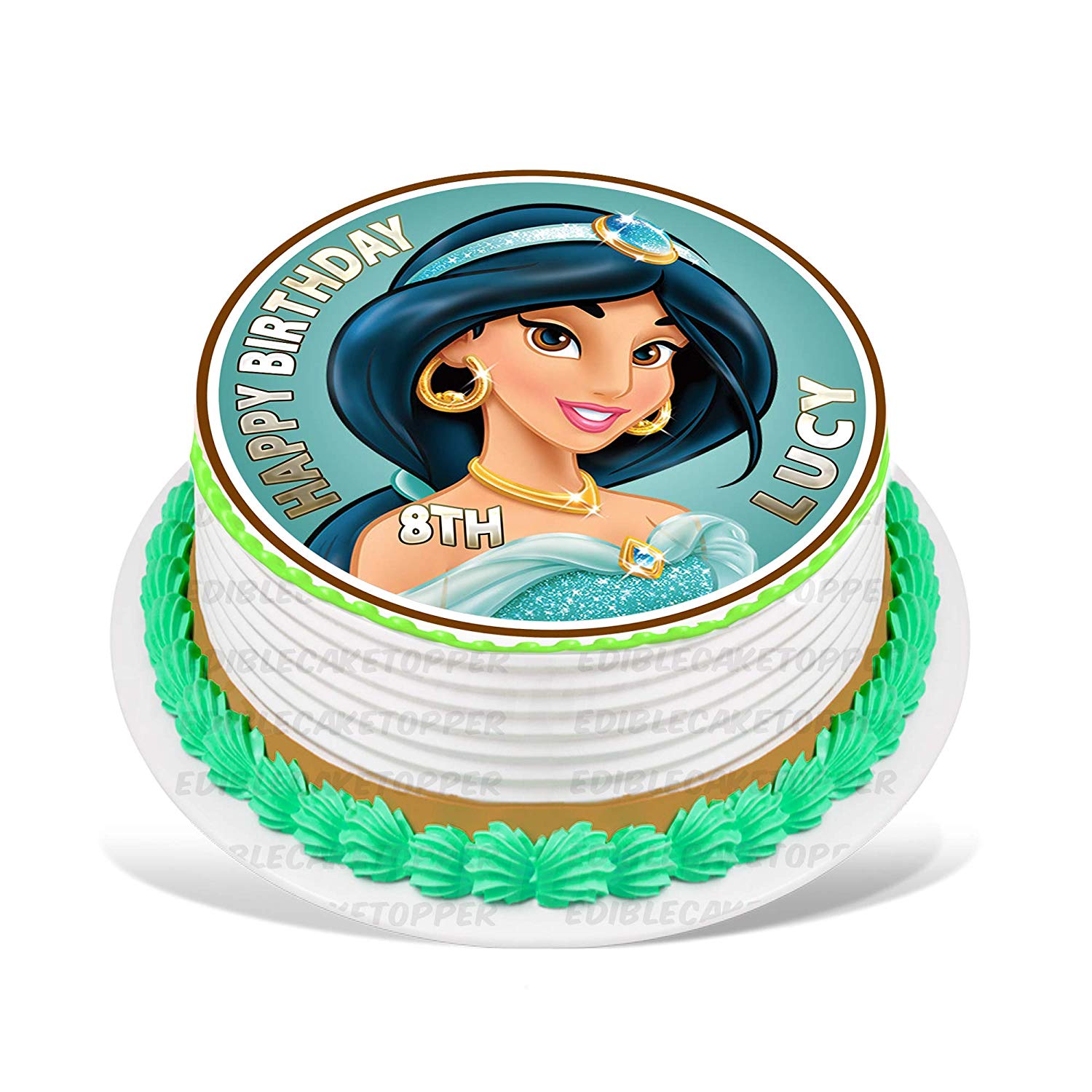 Princess Jasmine Round – Icing Sheet Birthday - Personalized Edible Cake Topper | Custom Icing Sheet | Birthday Cake Decoration | Photo Cake Image