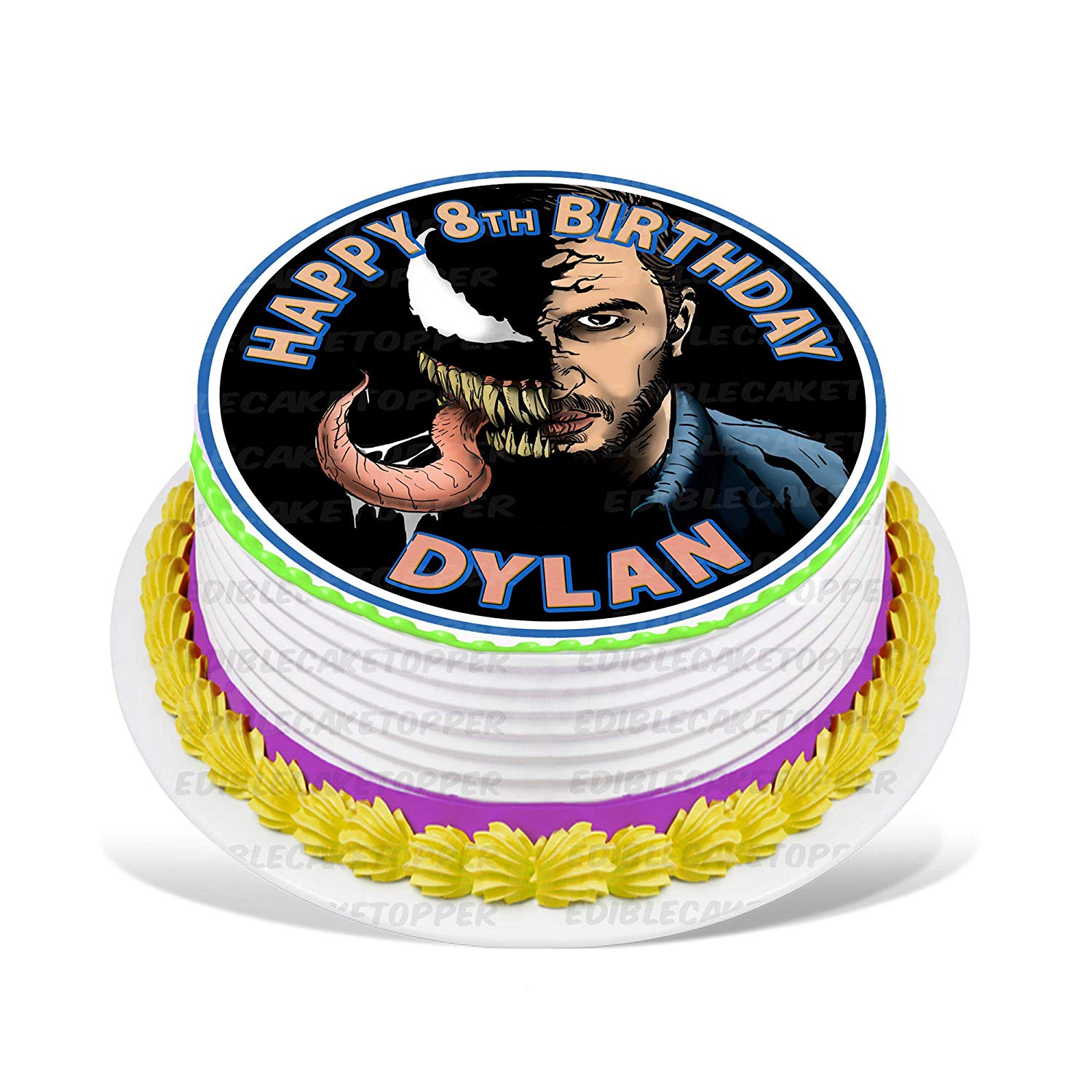 Venom Round – Icing Sheet Birthday - Personalized Edible Cake Topper | Custom Icing Sheet | Birthday Cake Decoration | Photo Cake Image