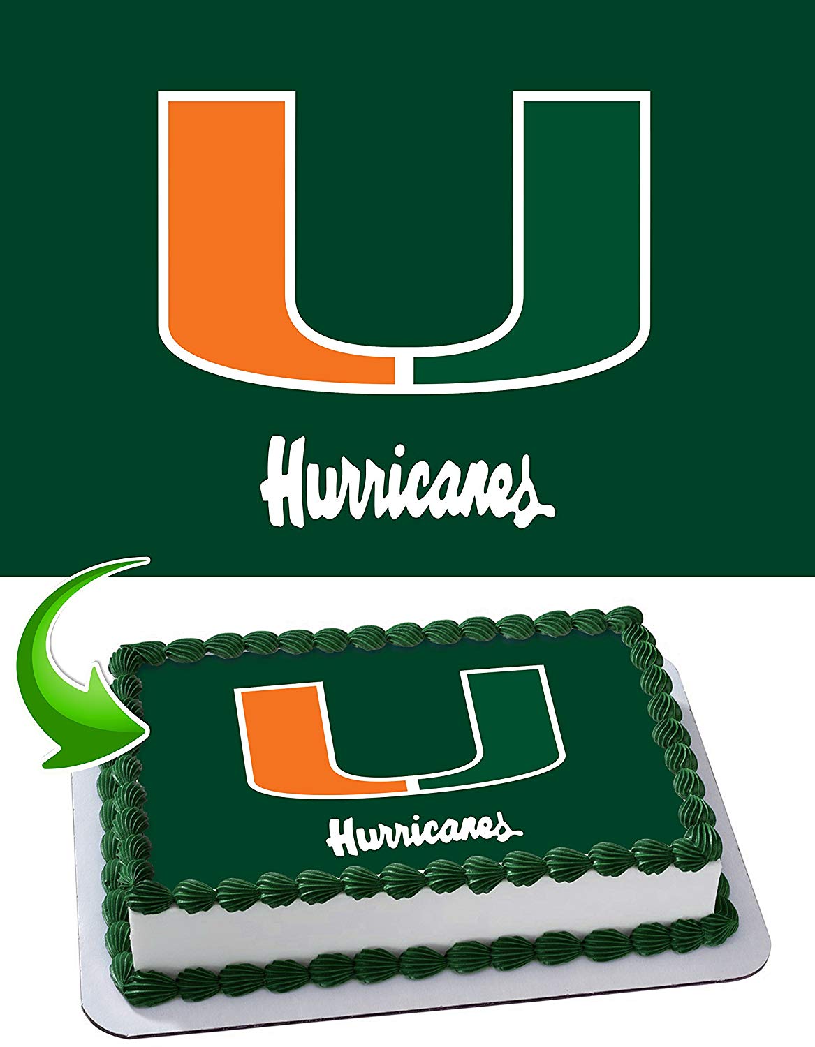 Miami Hurricanes Go Canes Edible Cake Topper