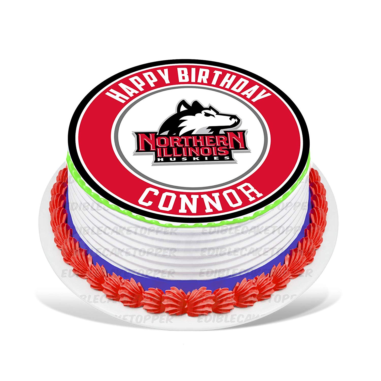 Northern Illinois Huskies Round – Icing Sheet Birthday - Personalized Edible Cake Topper | Custom Icing Sheet | Birthday Cake Decoration