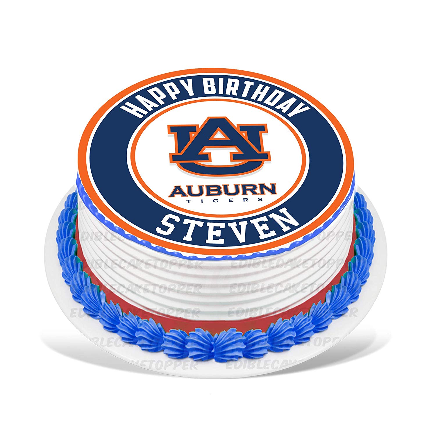 Auburn Tigers Round – Icing Sheet Birthday - Personalized Edible Cake Topper | Custom Icing Sheet | Birthday Cake Decoration | Photo Cake Image