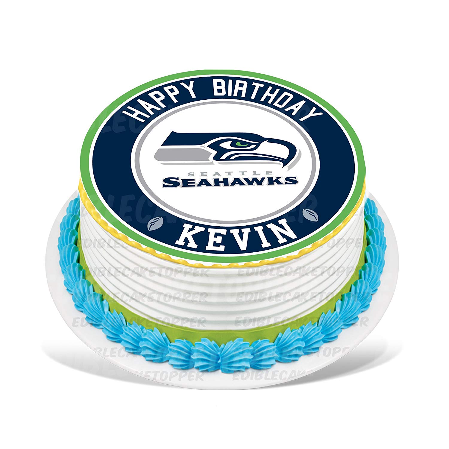 Seattle Seahawks Round – Icing Sheet Birthday - Personalized Edible Cake Topper | Custom Icing Sheet | Birthday Cake Decoration | Photo Cake Image