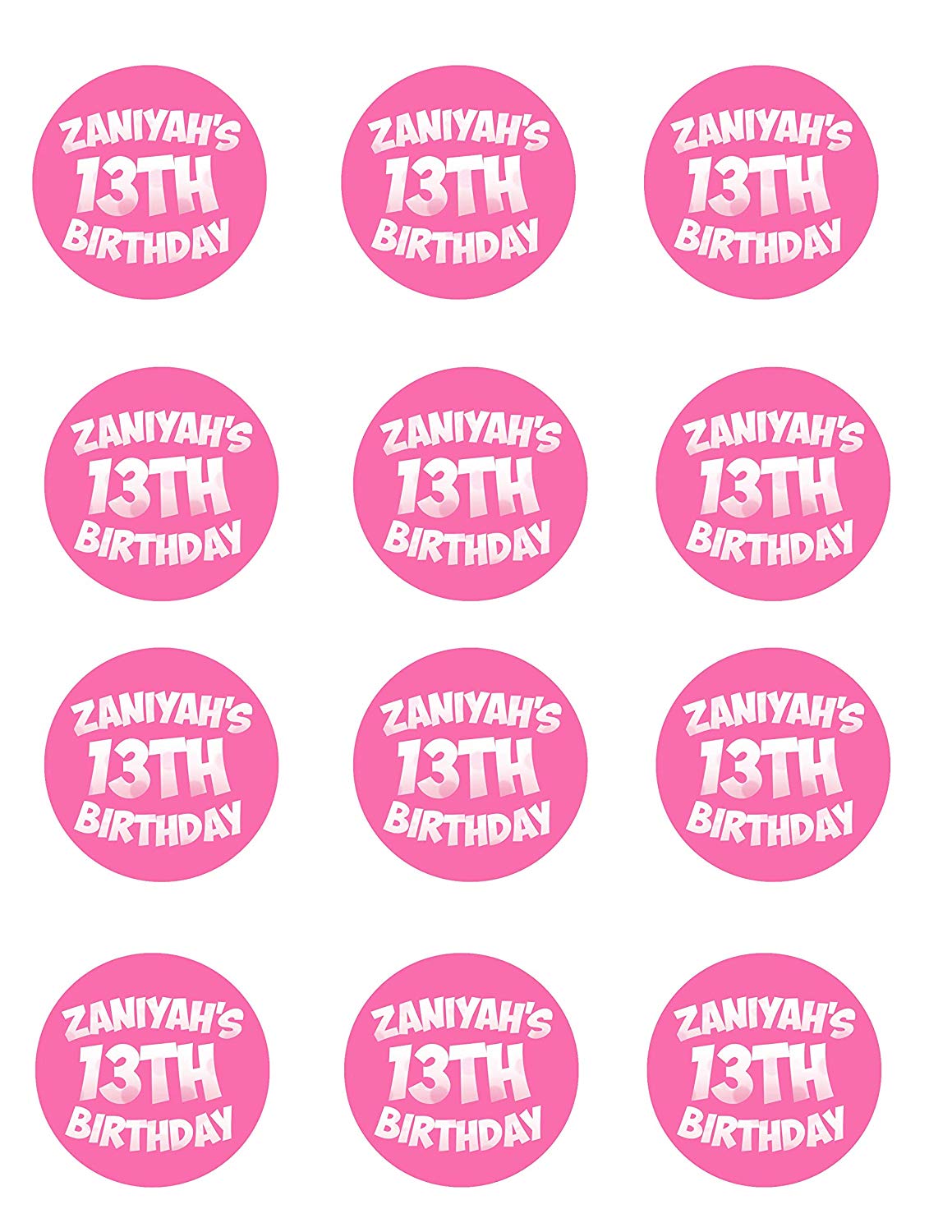 Happy Birthday Pink Edible Cupcake Toppers – Round Icing Sheet Bi - Edible Cake Topper | Icing Sheet | Birthday Cake Decoration