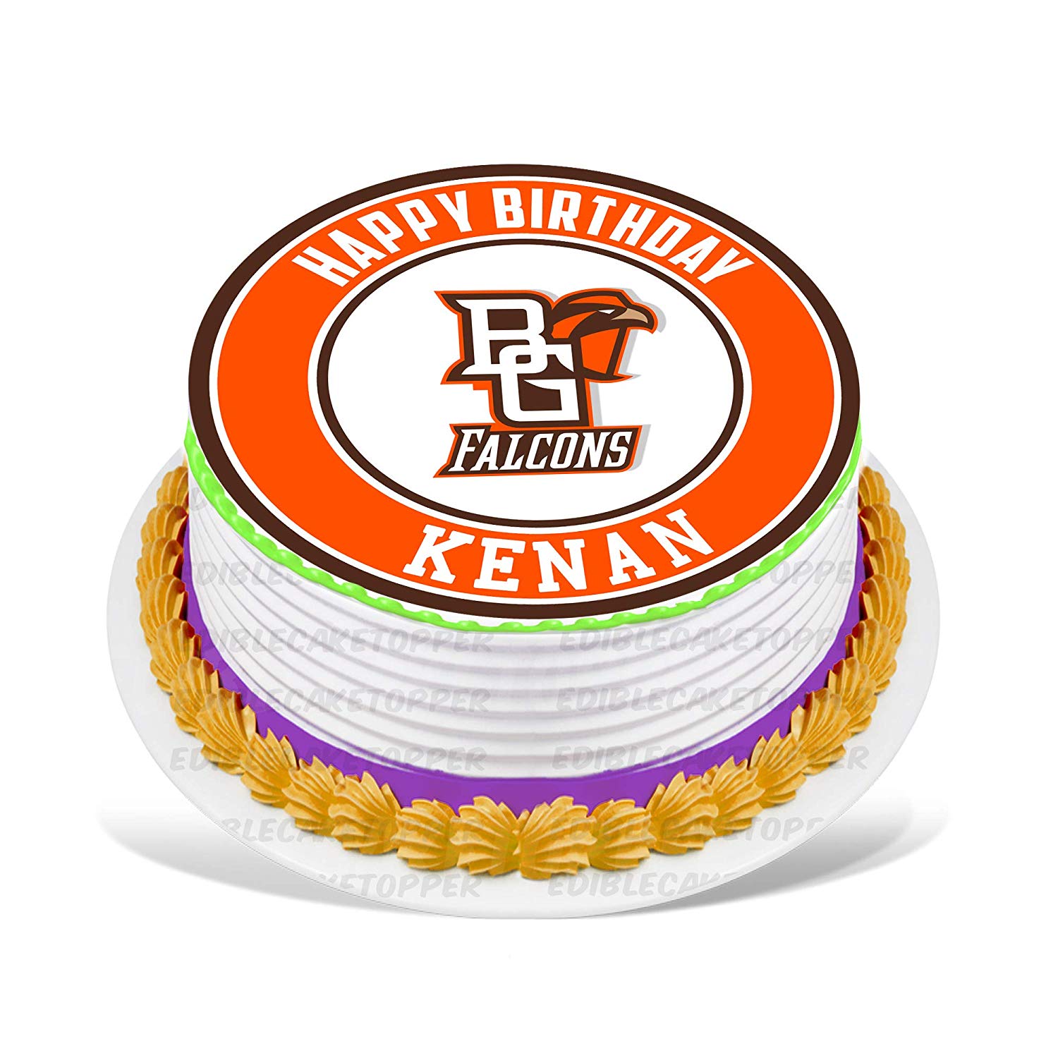 Bowling Green Falcons Round – Icing Sheet Birthday - Personalized Edible Cake Topper | Custom Icing Sheet | Birthday Cake Decoration