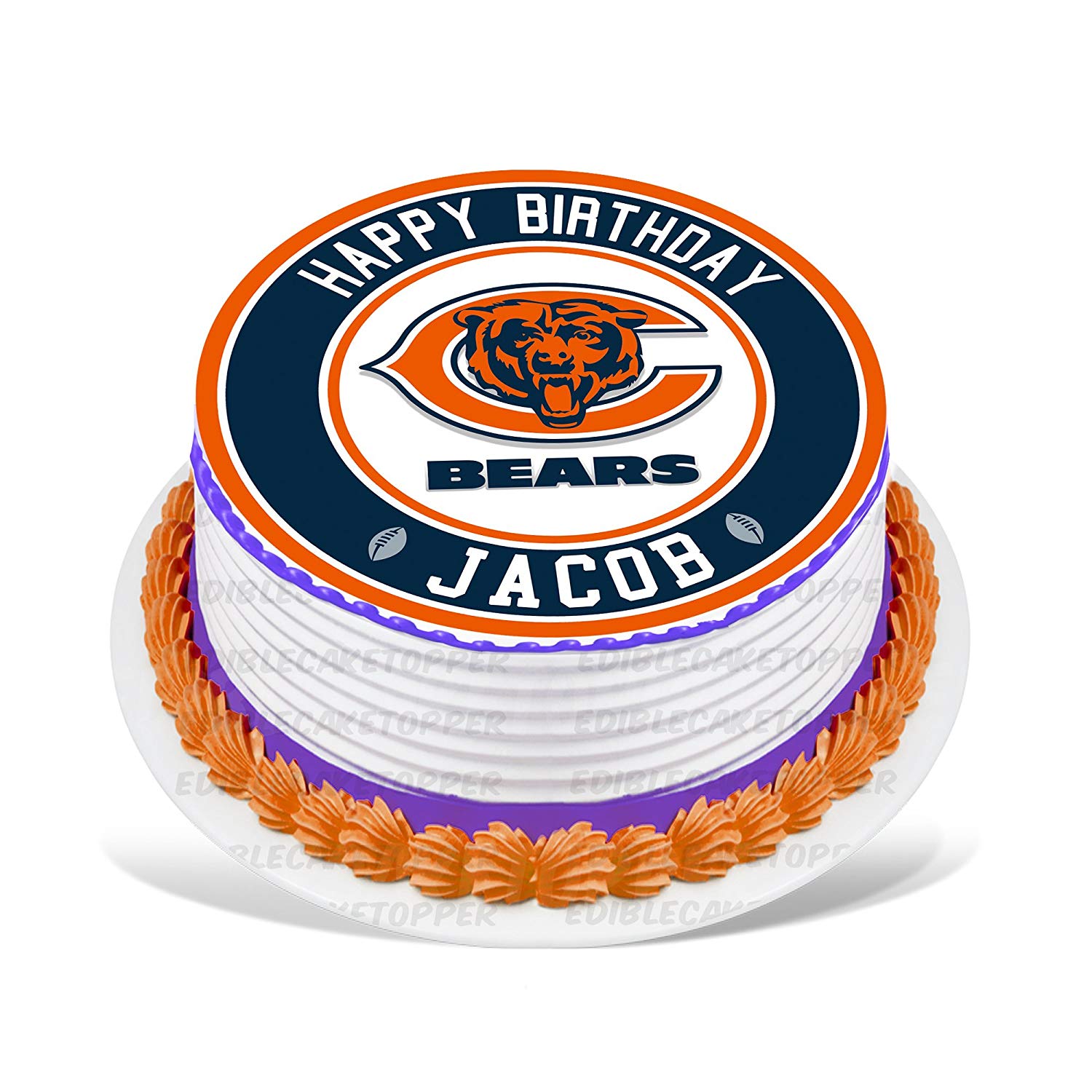 Chicago Bears Round – Icing Sheet Birthday - Personalized Edible Cake Topper | Custom Icing Sheet | Birthday Cake Decoration | Photo Cake Image