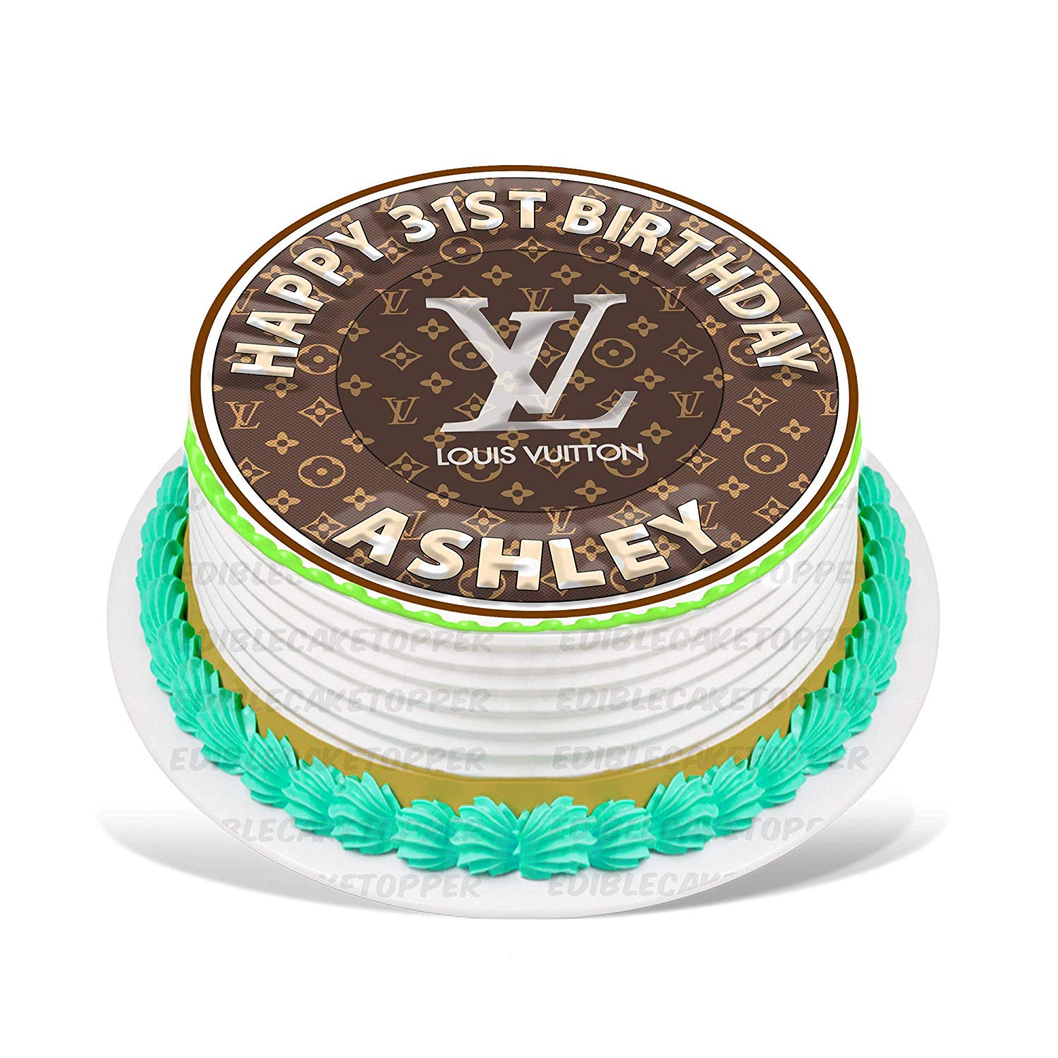 Fashion Louis Luxury Deco Round – Icing Sheet Birthday - Personalized Edible Cake Topper | Custom Icing Sheet | Birthday Cake Decoration